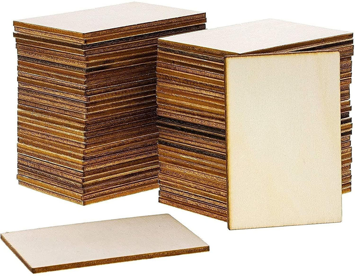 Haoser Unfinished Wood MDF Cutouts Rectangle-Shaped,MDF Boards for Art and Craft Projects, Hanging Decorations 6x3 in Pack of 30, Rectangle Craft - Haoser