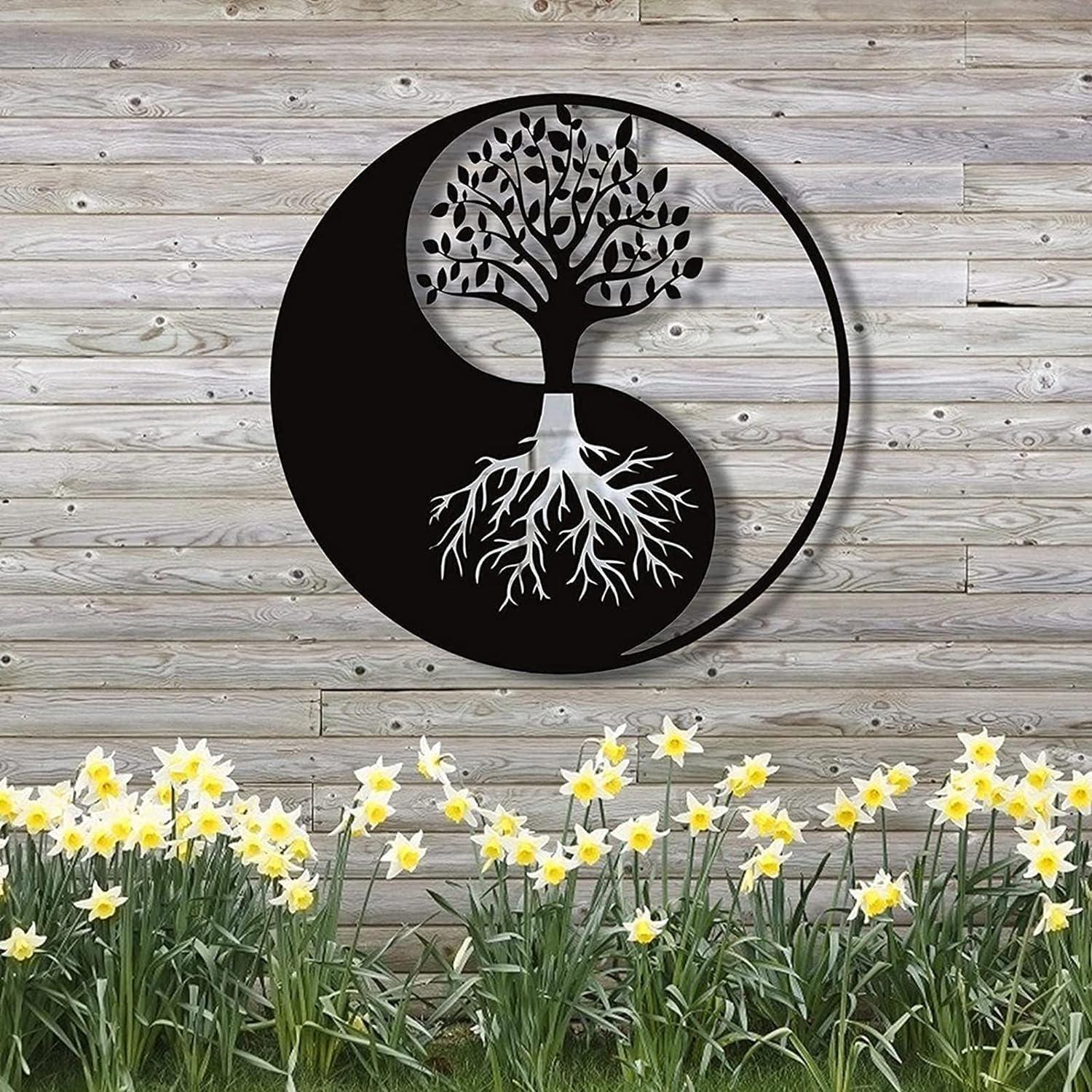 Curious Button Wall Hanging Art Beautiful Design Wooden Wall Tree of Life Art Shape Decor for Living Room, Bedroom, Hallway Decor Kitchen Wall Ornament (28cm) - Haoser