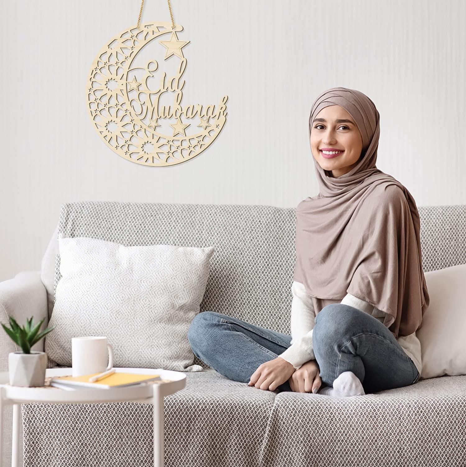 Haoser ramadan decor,Eid Mubarak Door Sign Wooden Hanging Signs,Ramadan Decorations for Home, Ramadan Door Decoration,eid gift items - Haoser