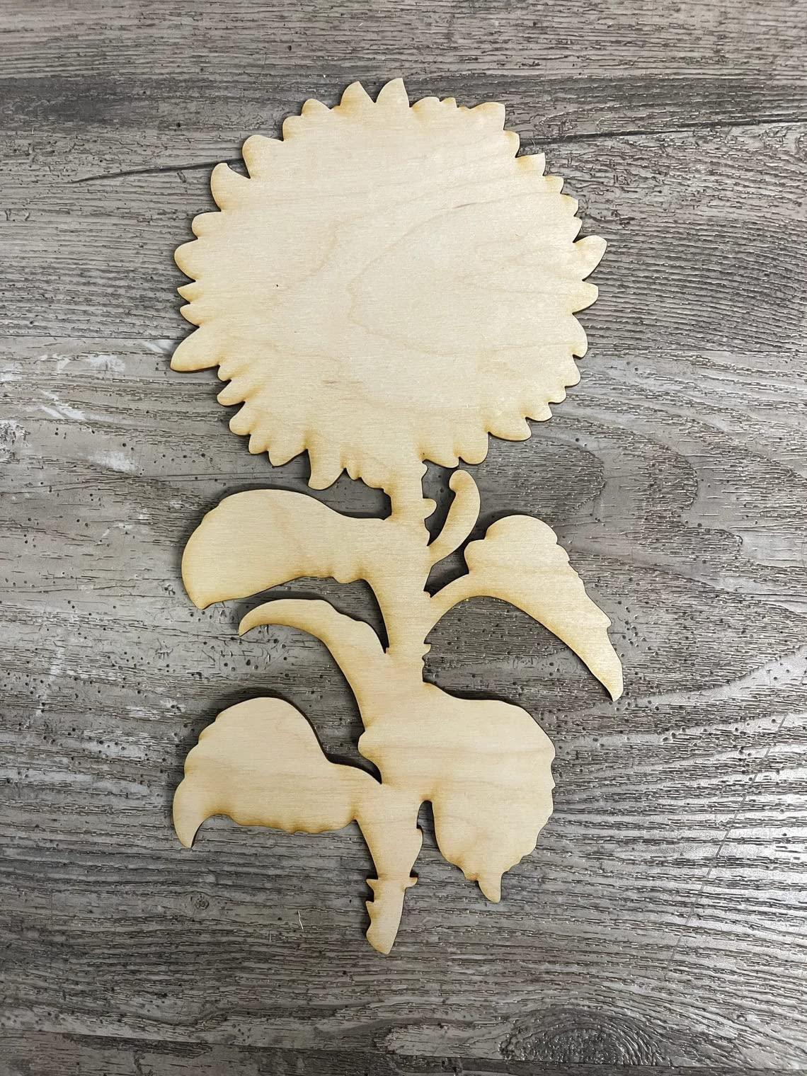Haoser Sunflower Solid Wood Shape Unfinished Piece Cutout Craft DIY Projects , 5inch Pack of 4 - Haoser