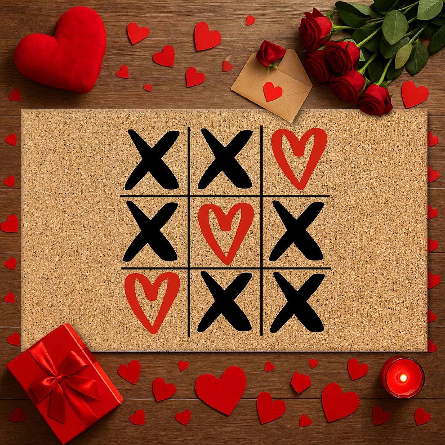 12 Pcs Large Valentine’s Day Stencils for Door Mats – Reusable Welcome Love & Heart Templates