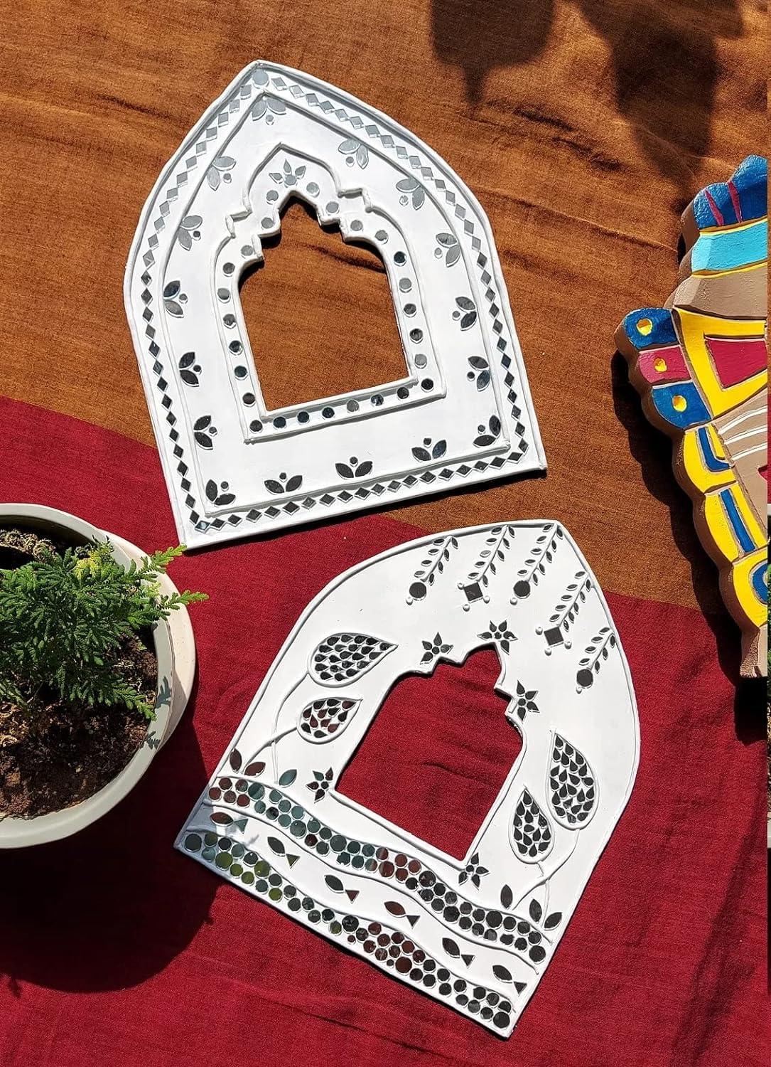 Hasoer Pack of 2 MDF jharokha Cutouts for Art and Craft |Plain Jharokha Primarked MDF Cutout DIY Work (21X30 Cm) Jharokha for Craft - Haoser