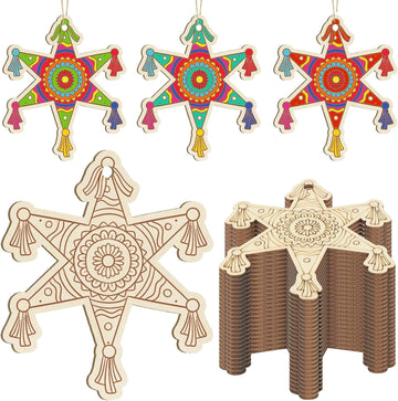 12 Pcs Mini Wooden Cinco De Mayo Cutouts for DIY Craft | Unfinished Mexican Fiesta Theme Shapes for Painting