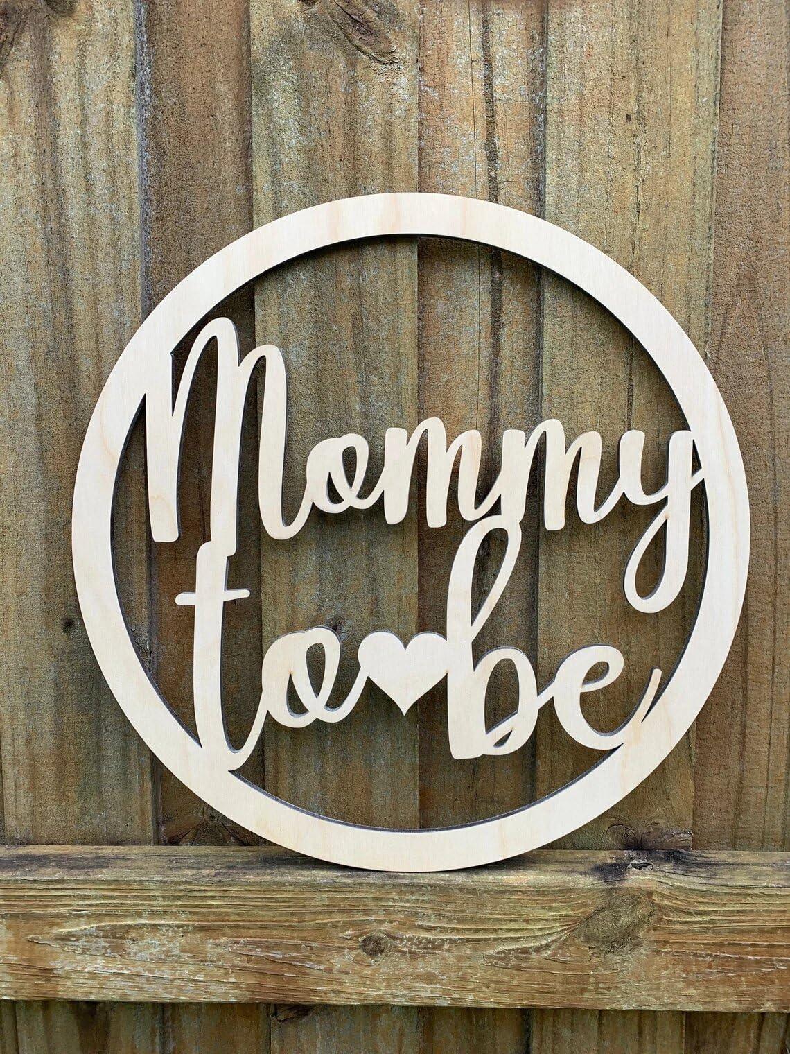 Haoser Mommy to be Backdrop Sign - Pregnancy Announcement - Baby Shower Photo Prop - Mom to be - Maternity Photo Prop - Unfinished Wooden Sign - Haoser