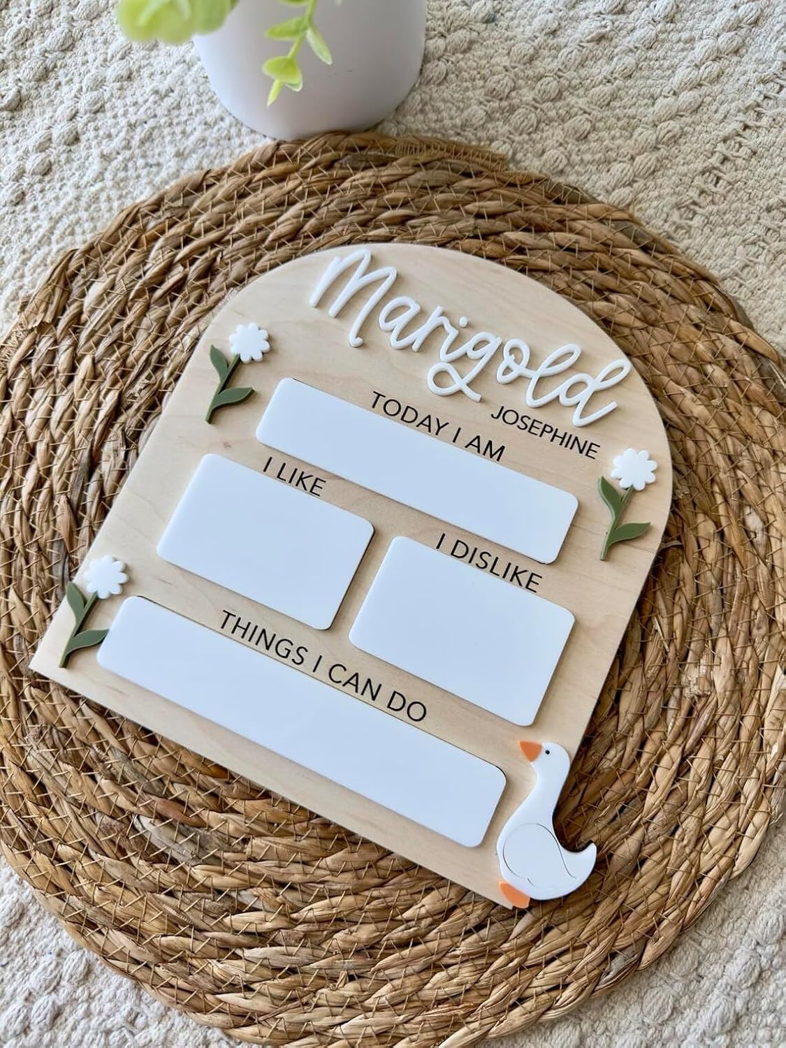 Goose Monthly Milestone Dry Erase Board | 6 Inch Arch-Shaped Wooden