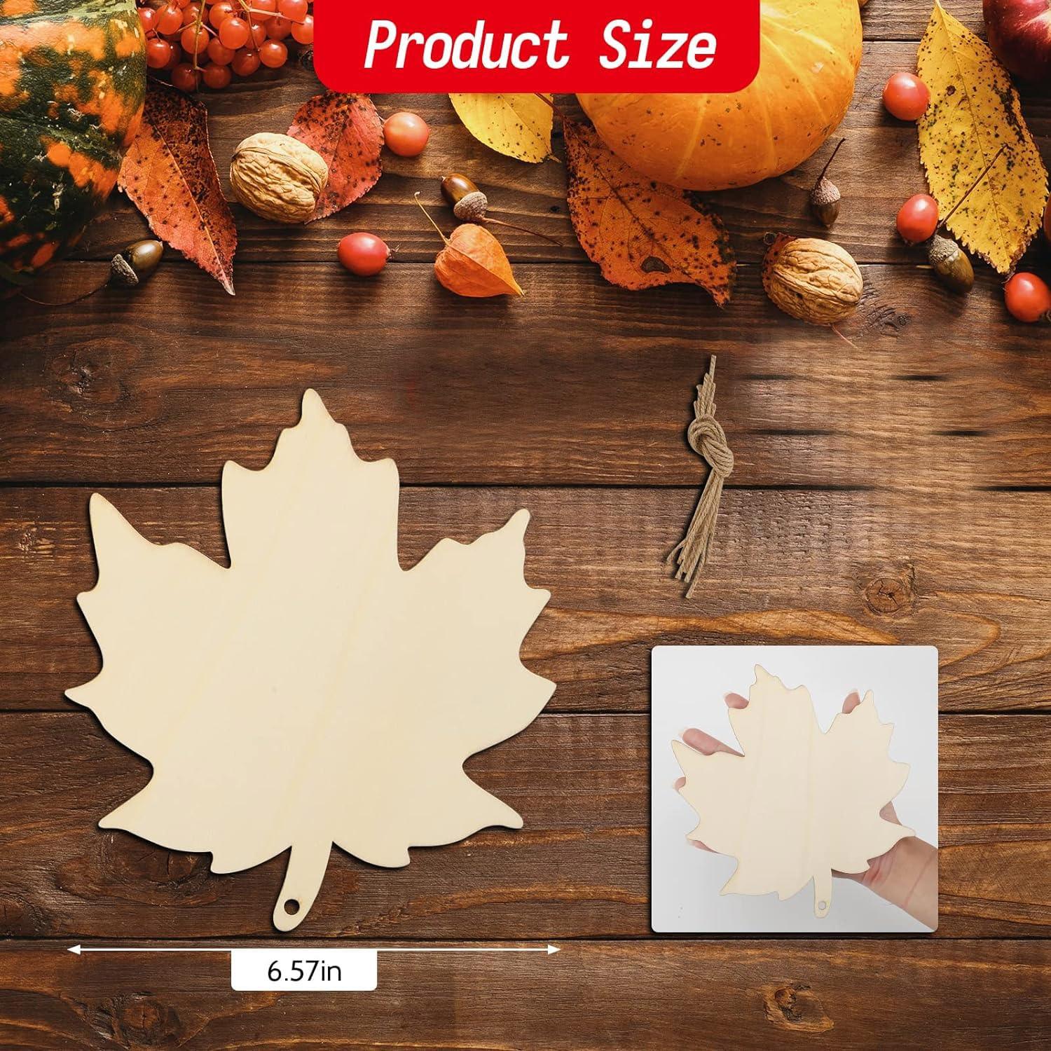 Curious Button 5 Pieces Unfinished Wooden Leaf Style Hanging Ornament for DIY Home Decoration, MDF Cutouts, Perfect Wooden Cutouts for Home Decor, Charming Wooden Hanging Ornaments (6.5x6.5IN) - Haoser