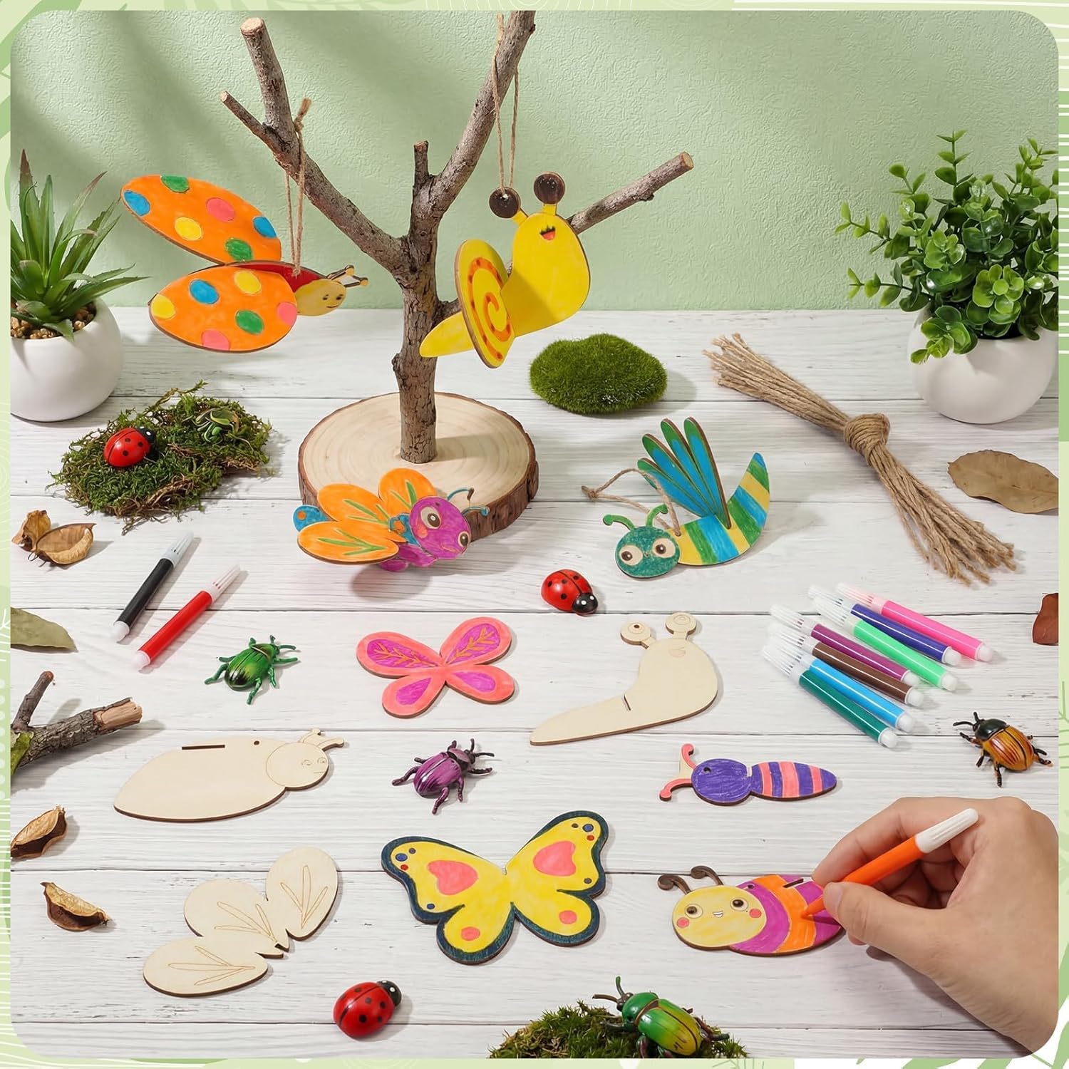DIY 3D Insect Wooden Craft Painting Kit for Kids | Butterfly Dragonfly Snail Craft Set