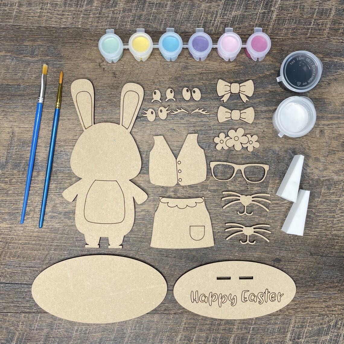 Haoser Easter Bunny with Custom Faces and Clothes for DIY Craft Kits, Kids Coloring kits-24 pc - Haoser