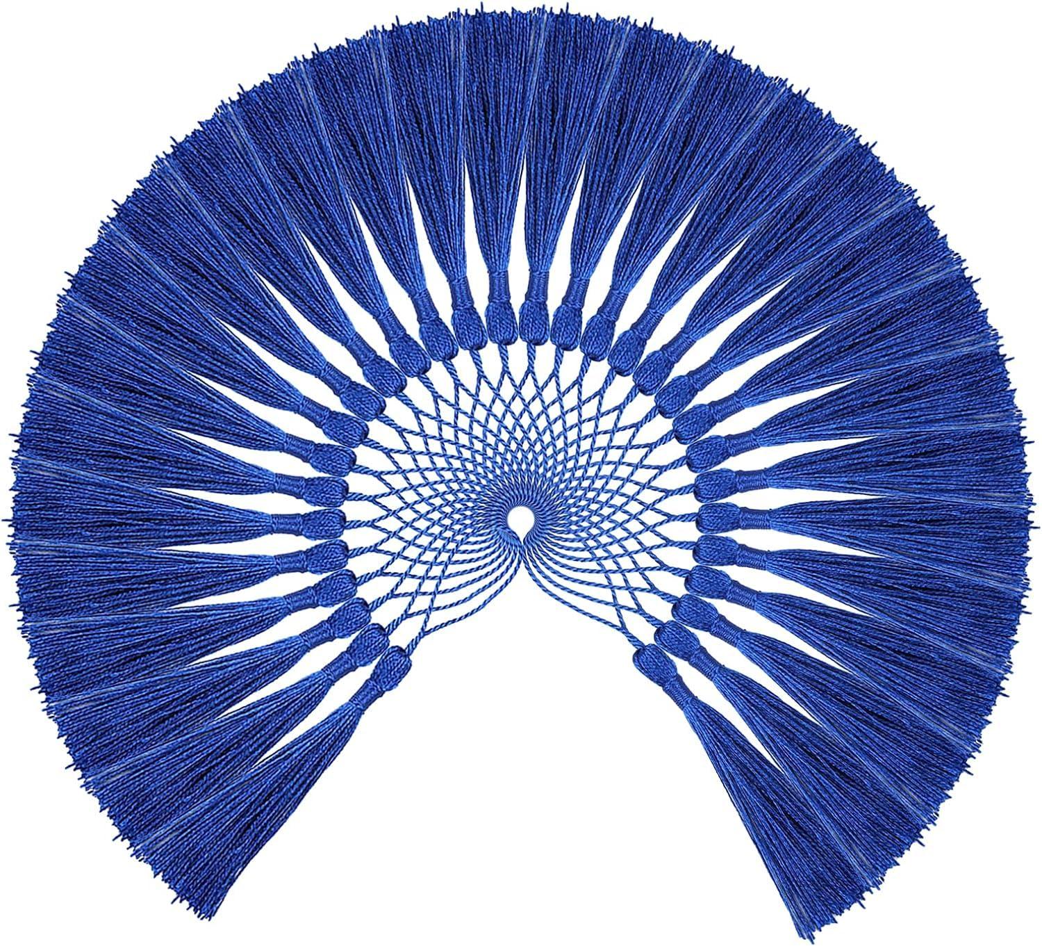 Haoser 20 Pcs Handmade Sewing Tassels Bookmark Tassels with Cord Loop, Tassels for Keychain Earring Jewelry Making, Graduation, Clothing Sewing Tassels, DIY Craft Projects?Navy Blue - Haoser