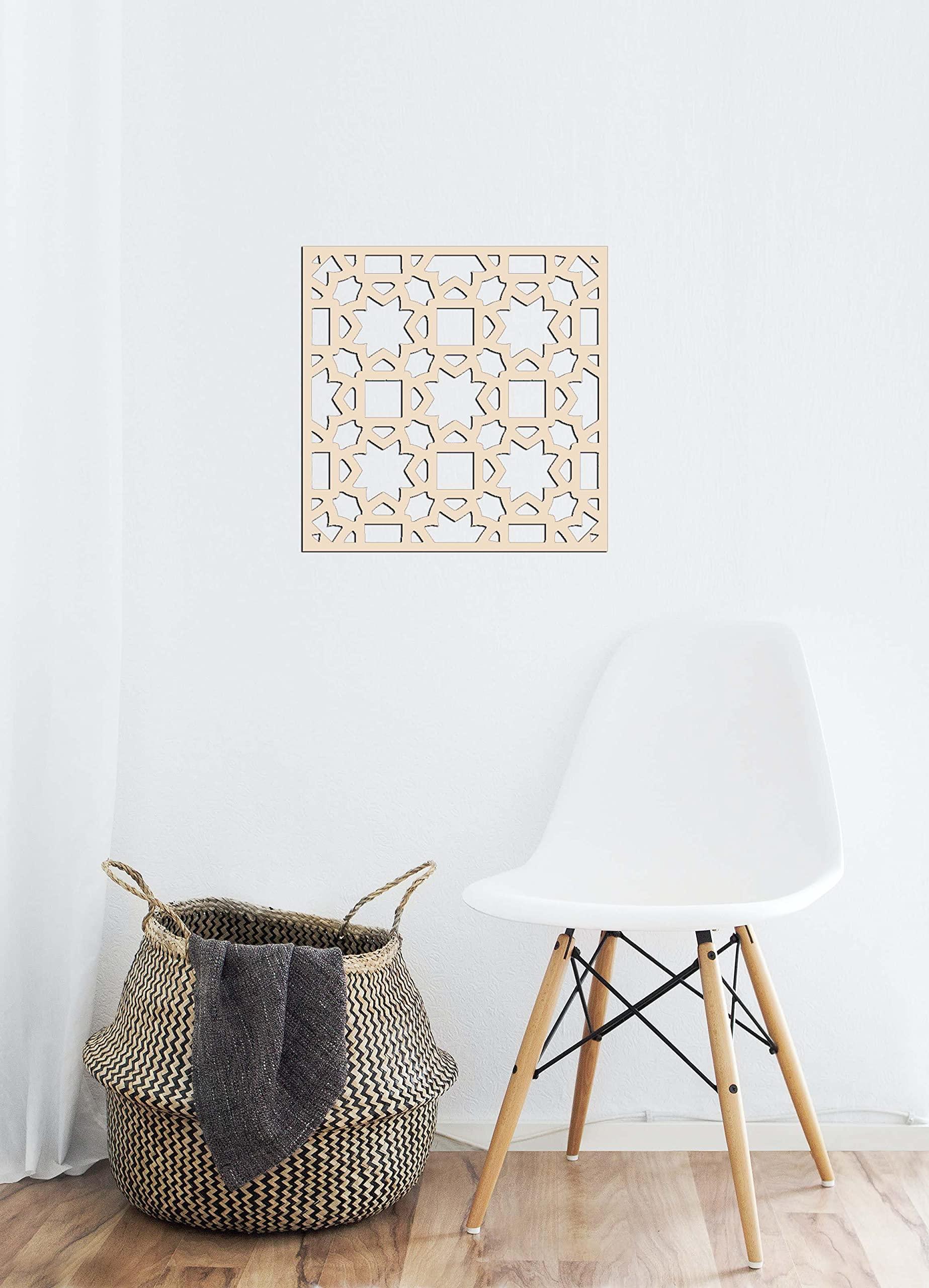 Haoser Wall Hanging Wooden Carved Panel for Room Partition, Cabinet Doors, Windows (Square Panel-4) - Haoser