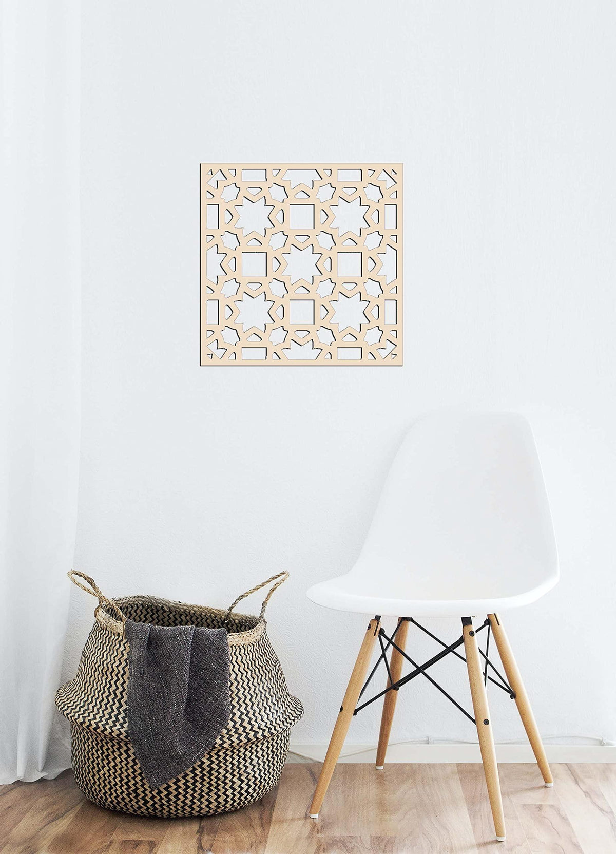 Haoser Wall Hanging Wooden Carved Panel for Room Partition, Cabinet Doors, Windows (Square Panel-4) - Haoser