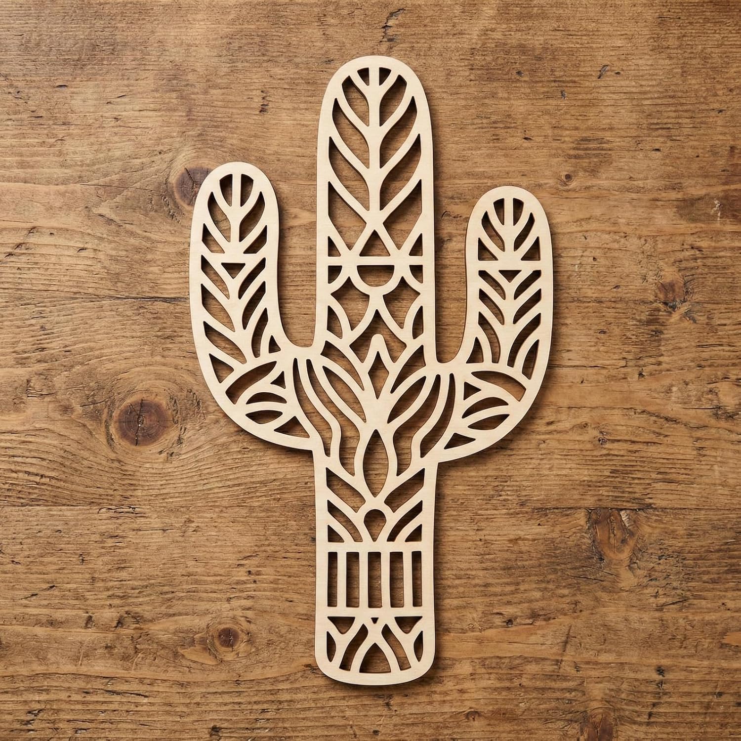 5 Pcs Wooden Cactus Shape Cutouts for DIY Craft | Boho Botanical Cactus