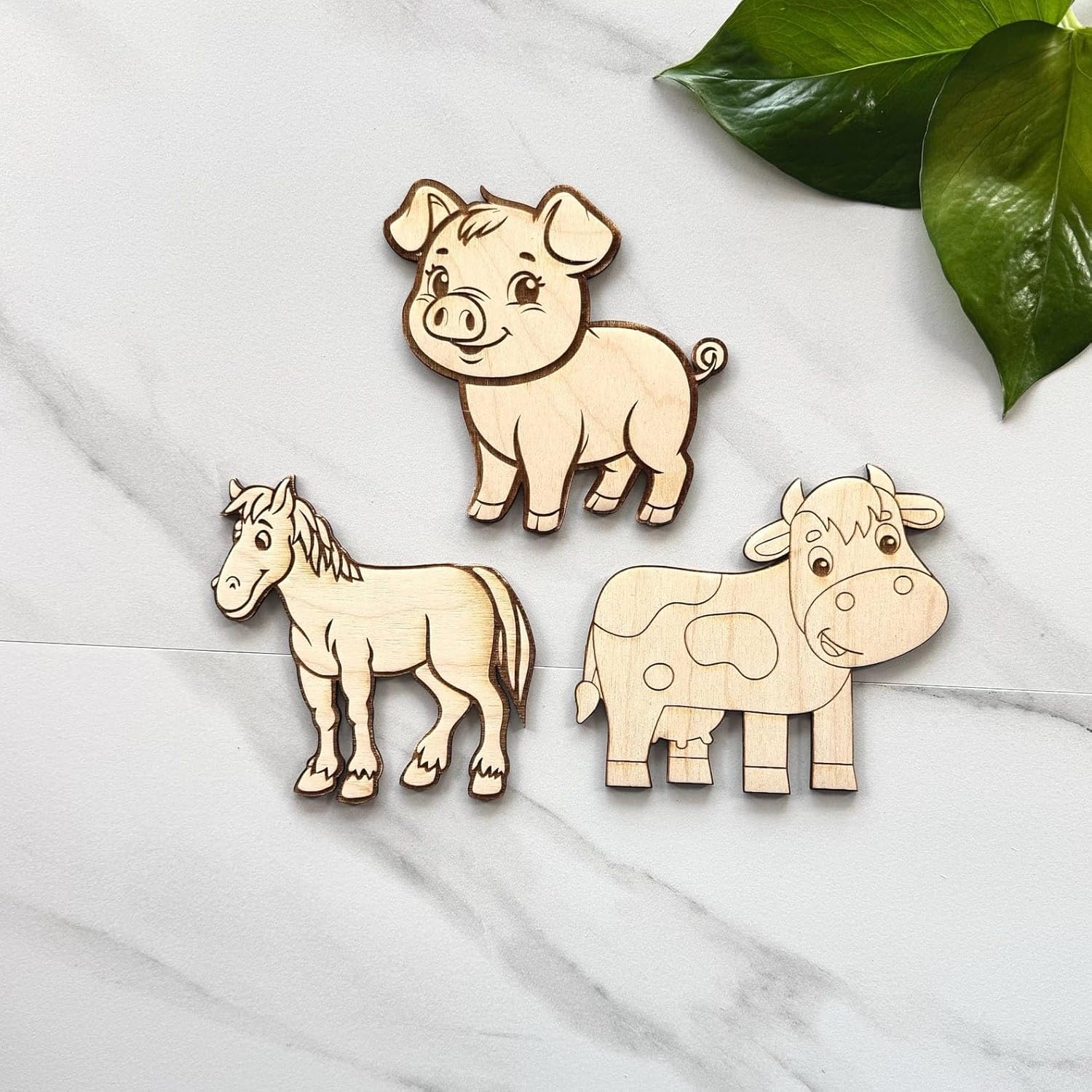 3 Pcs DIY Farm Animal Painting Kit for Kids | 5 Inch MDF Wooden Craft Shapes | Art & Craft Kit