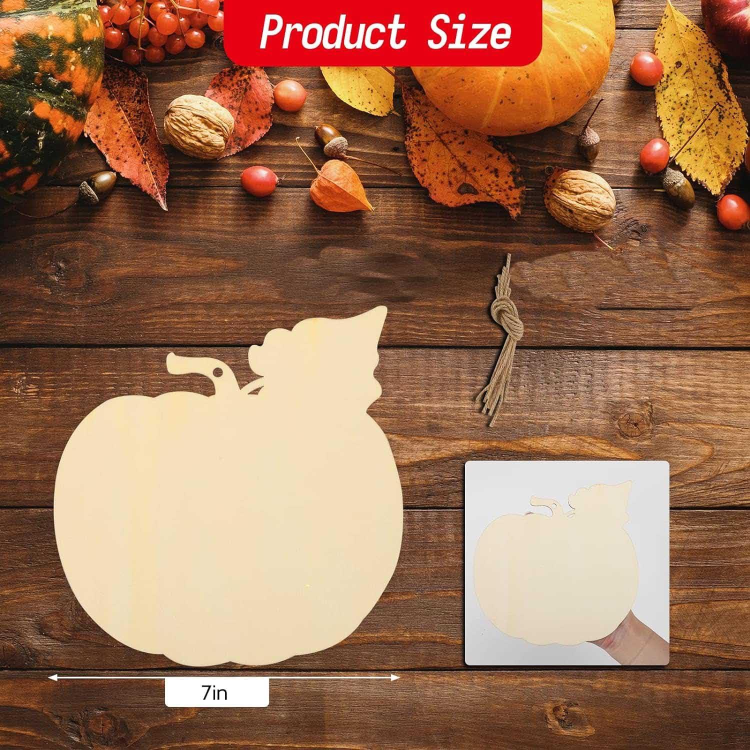 Curious Button 5 Pieces Unfinished Wooden Pumpkin Style Hanging Ornament for DIY Home Decoration, MDF Cutouts, Perfect Wooden Cutouts for Home Decor, Charming Wooden Hanging Ornaments (7x7IN) - Haoser