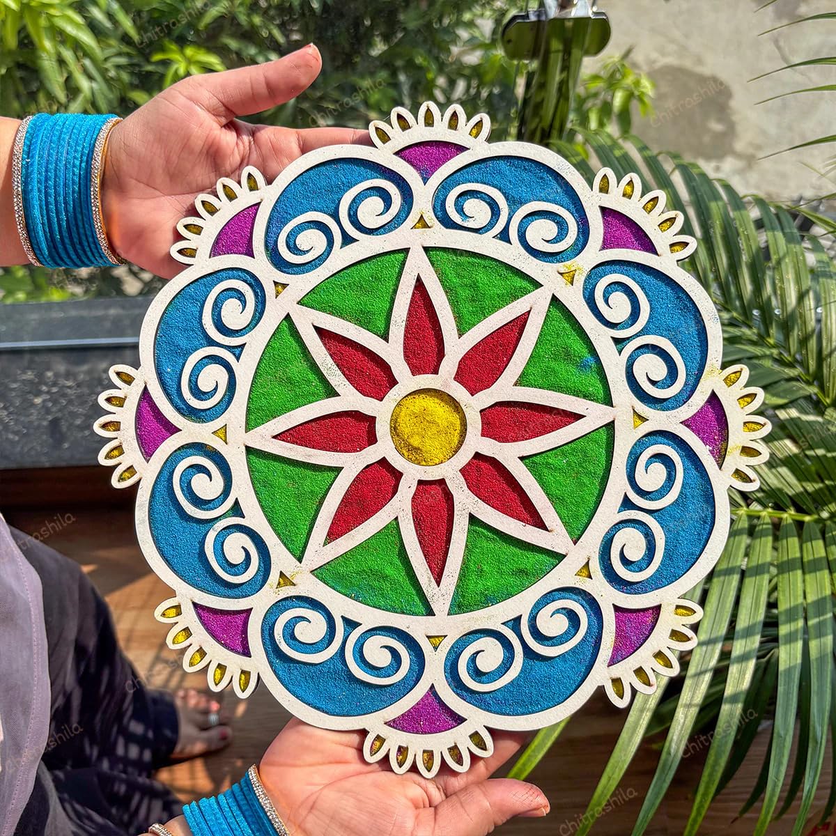 Wooden MDF Rangoli for Diwali Decoration | 12x12 Inch Pine MDF Rangoli Art | Reusable Craft Base for Mandala & Lippan Art Festive Decor Plate for Floor or Wall