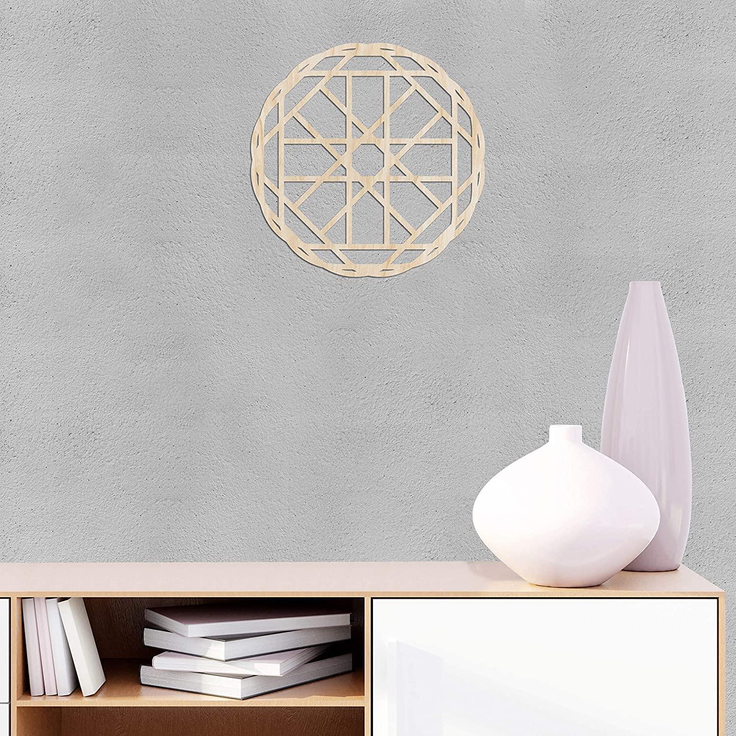 Haoser Mandala Wooden Wall Art, Whirl Look Lattice Abstarct Geometric, Birch Wood Plywood Rustic Wall Art Accent for Hallway Bedroom Living Room Cafes and Offices (Mandala Design-19_30CM) - Haoser