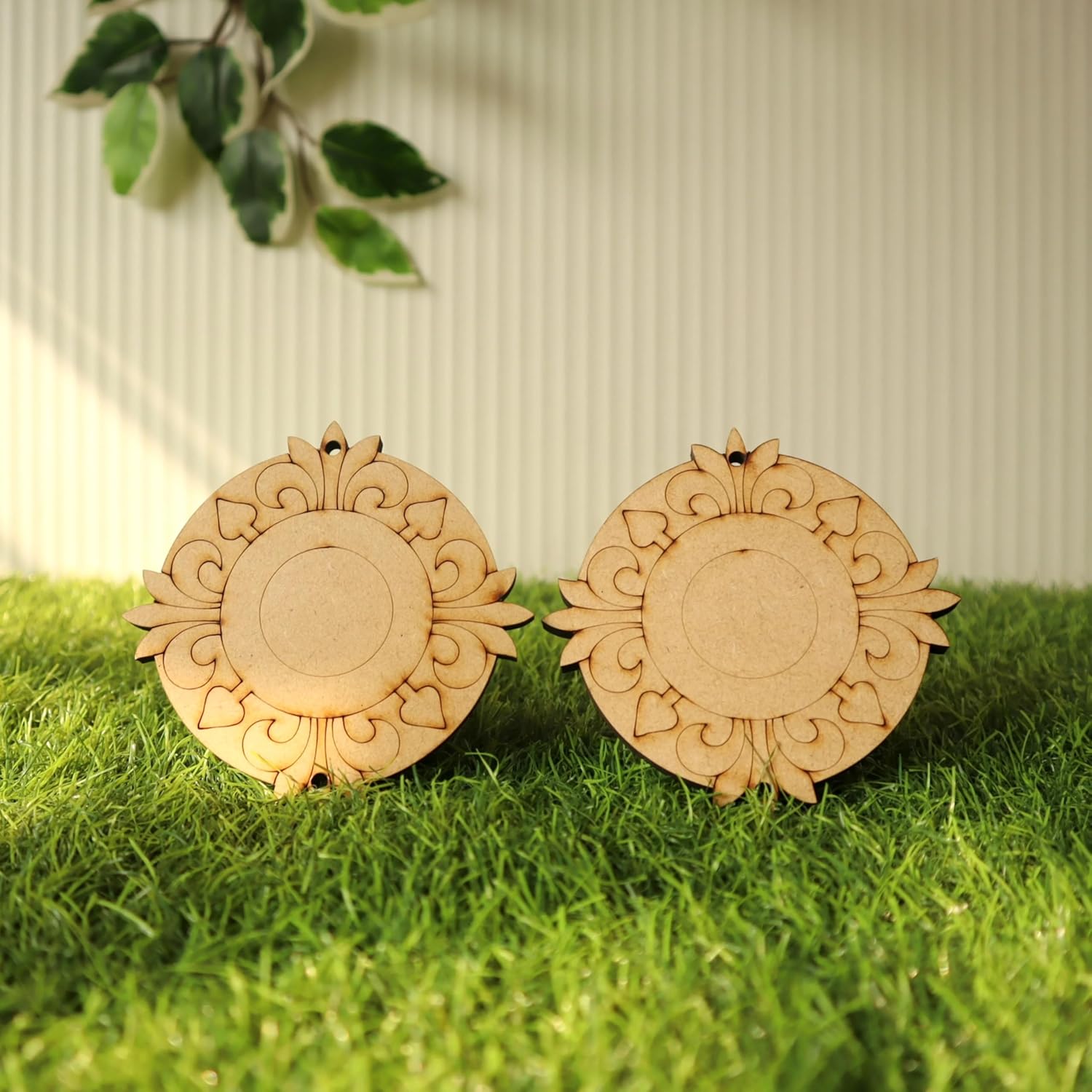 Pack of 2 Car Hanging Wooden MDF Ornaments Designs (3.5 Inch)