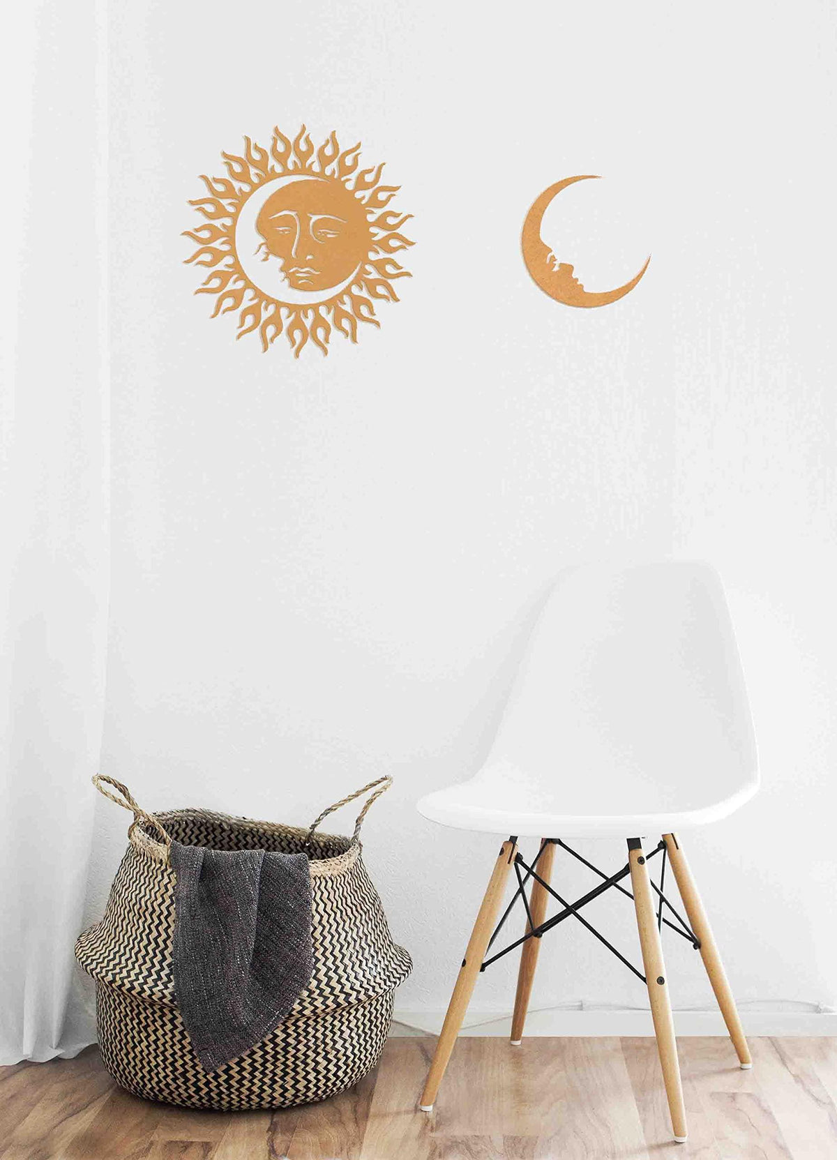 Haoser 10 inch Sun and Moon Face Wall Decor Sacred Geometry Wall Art, Pine MDF Wooden Wall Art Yoga Wall Art D?cor - Haoser