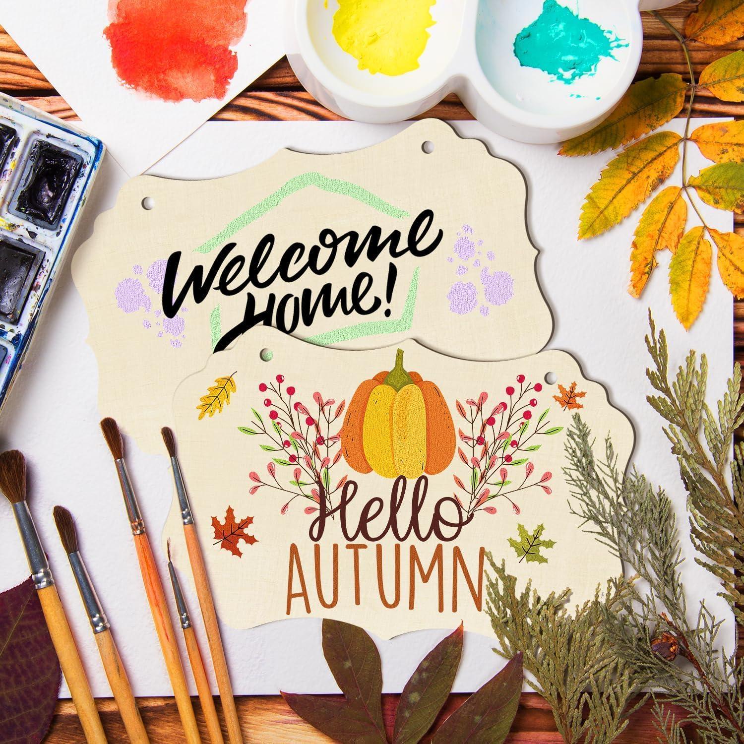 Curious Button 5 Pieces Unfinished Wooden Tags Style Hanging Ornament for DIY Home Decoration, MDF Cutouts, Perfect Wooden Cutouts for Home Decor, Charming Wooden Hanging Ornaments (8.5x5.6IN) - Haoser