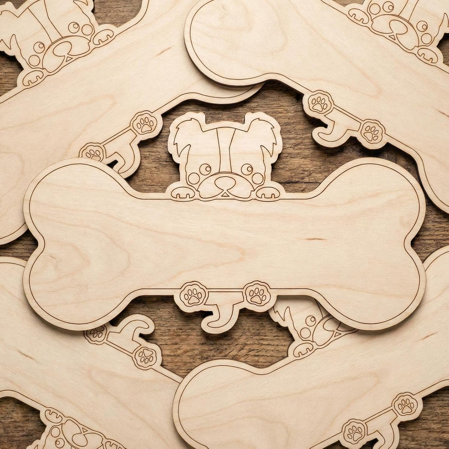 Set of 5 Wooden Dog Bone Name Board Blanks | 6 Inch MDF Craft Base | Unfinihsed Wood