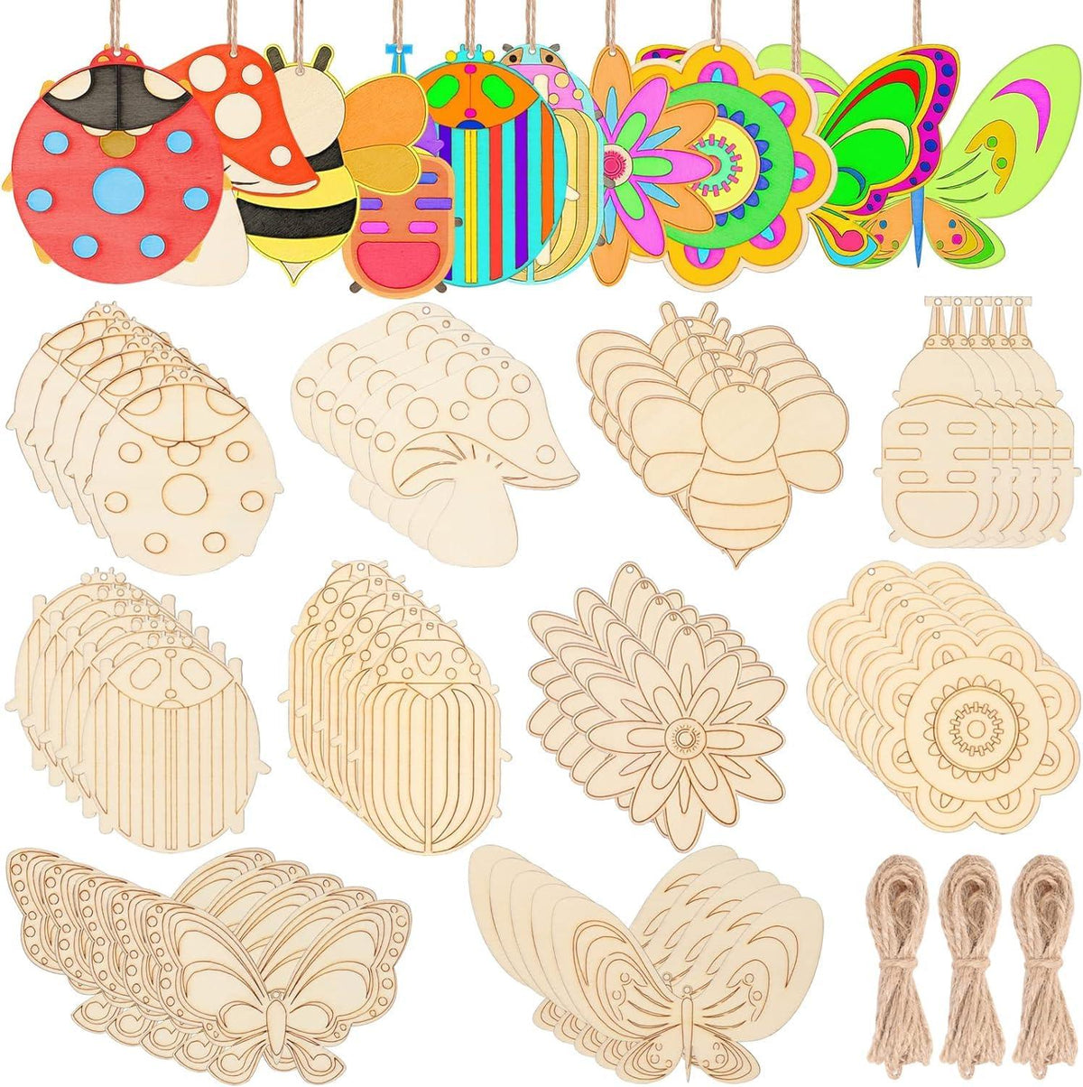 Haoser 10 PCS Unfinished Ice Cream Wood Cutouts 10 Styles Summer DIY Blank Unfinished Wooden Cutouts for Crafts Ice Cream Ornament for Kids Painting, DIY Crafts Home Decoration,Kids Art and Craft kit - Haoser
