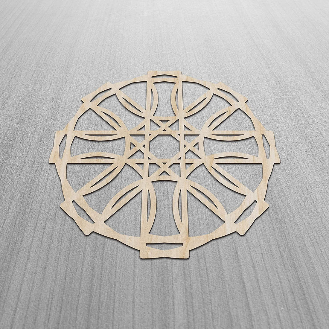 Haoser Mandala Wooden Wall Art, Whirl Look Lattice Abstarct Geometric, Birch Wood Plywood Rustic Wall Art Accent for Hallway Bedroom Living Room Cafes and Offices (Mandala Design-24_30CM) - Haoser