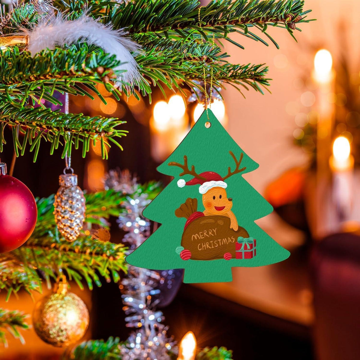 Curious Button 5 Pieces Unfinished Wooden Tree Third Style Hanging Ornament for DIY Home Decoration, MDF Cutouts, Perfect Wooden Cutouts for Home Decor, Charming Wooden Hanging Ornaments (6.7x6.3IN) - Haoser