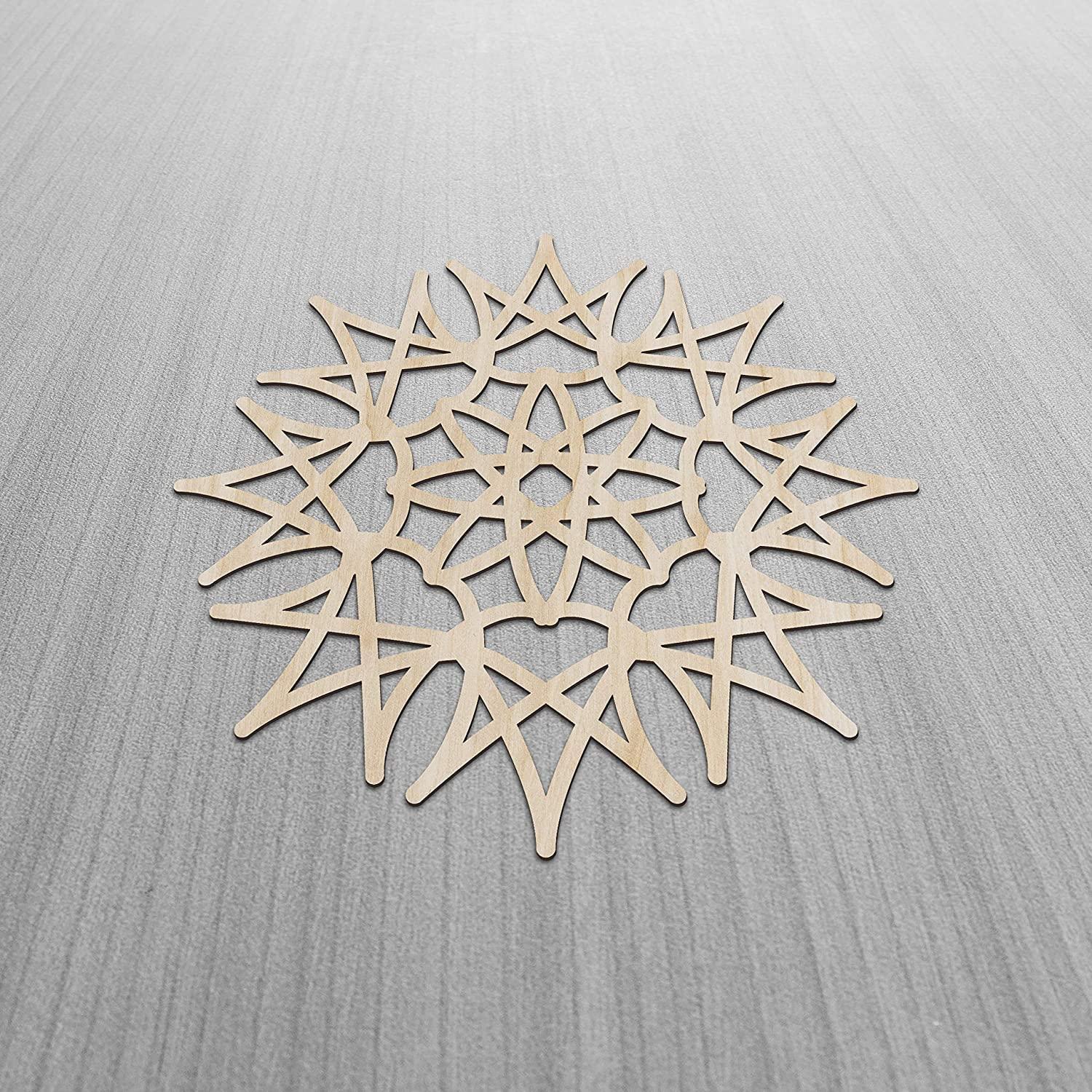 Haoser Mandala Wooden Wall Art, Whirl Look Lattice Abstarct Geometric, Birch Wood Plywood Rustic Wall Art Accent for Hallway Bedroom Living Room Cafes and Offices (Mandala Design-26_30CM) - Haoser