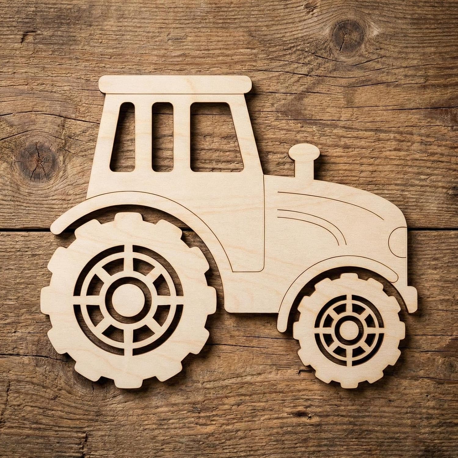 5 Pcs Wooden Tractor Cutouts 6 Inch | Unfinished Wood Farm