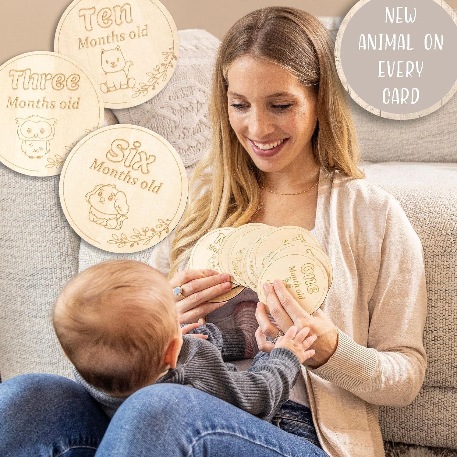 Haoser Baby Milestone Cards, 16 Pc. Newborn Photography Prop Set, Cute Boy and Girl 1st Memory Keepsakes, Milestone Cards |New Baby Gift | Baby Shower Gift/Photoprops Item - Haoser