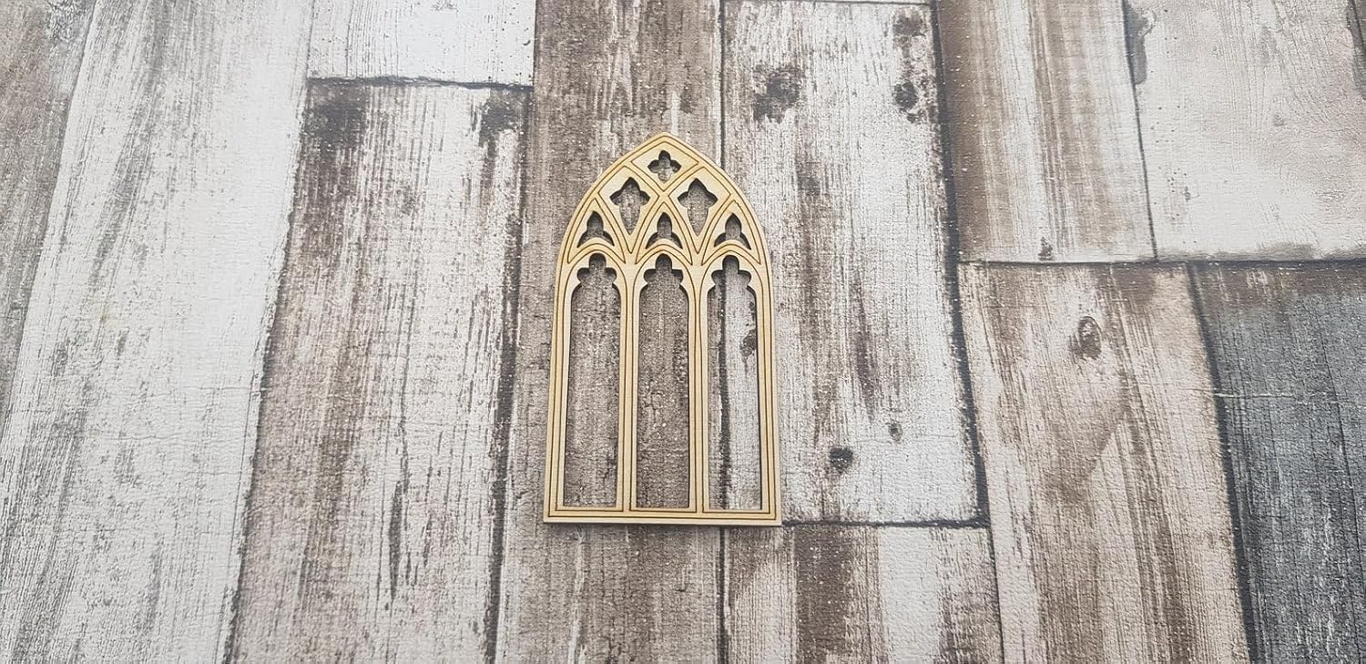Set of 6 Gothic Cathedral Window Frame Craft Blanks | 4 Inch Wooden Window Shapes