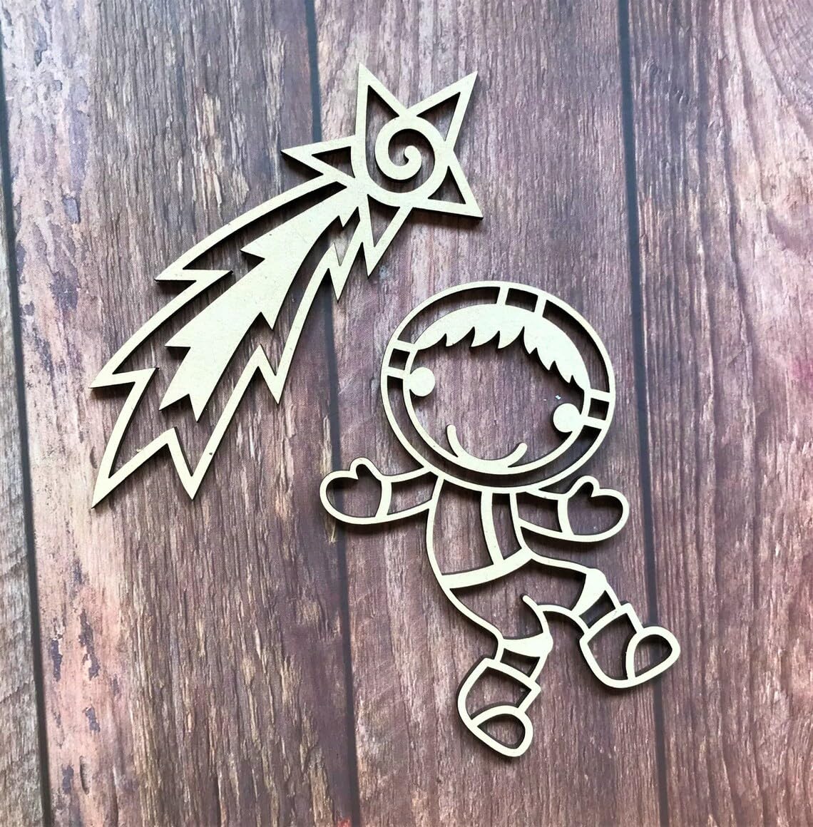 11 Pcs Wooden Space Planet Solar System Craft Shapes – Astronaut, Alien, Planets, Rocket, Meteorite (3.93 Inch)