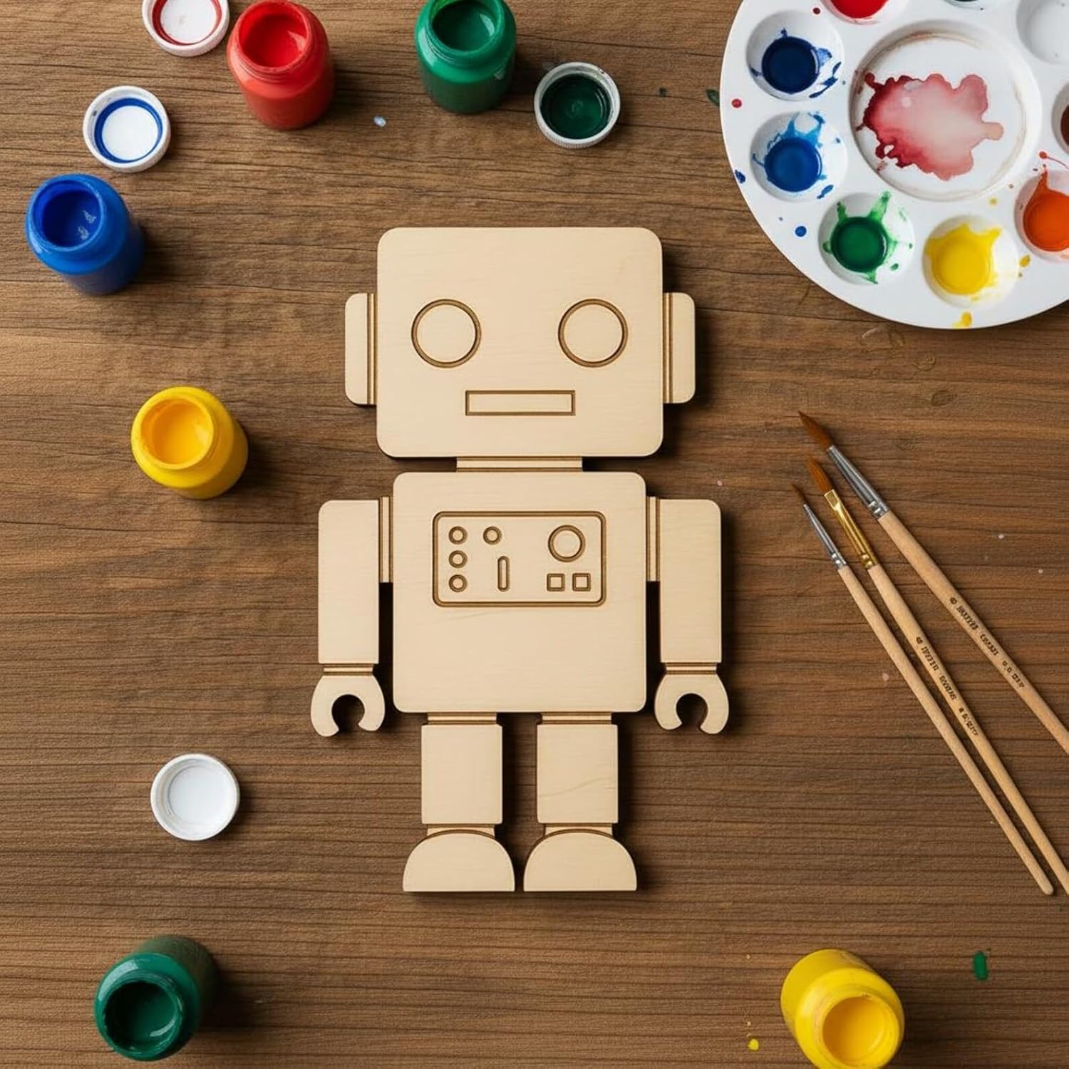 10 Pcs Robot Wooden Craft Blanks | 4 Inch MDF Robot Cutouts | DIY STEM Craft Shapes for Painting