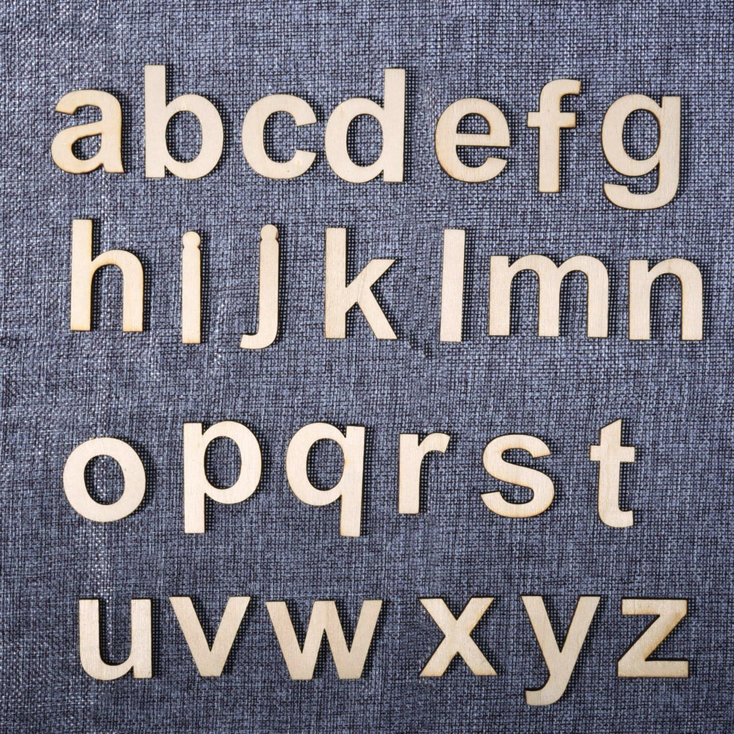 Haoser 124 Pieces Totally Wooden Capital Letter Wood Lower Case Letters Wooden Numbers for Arts Crafts DIY Decoration Displays|Blank Unfinished Wooden Letters for Crafts - Haoser