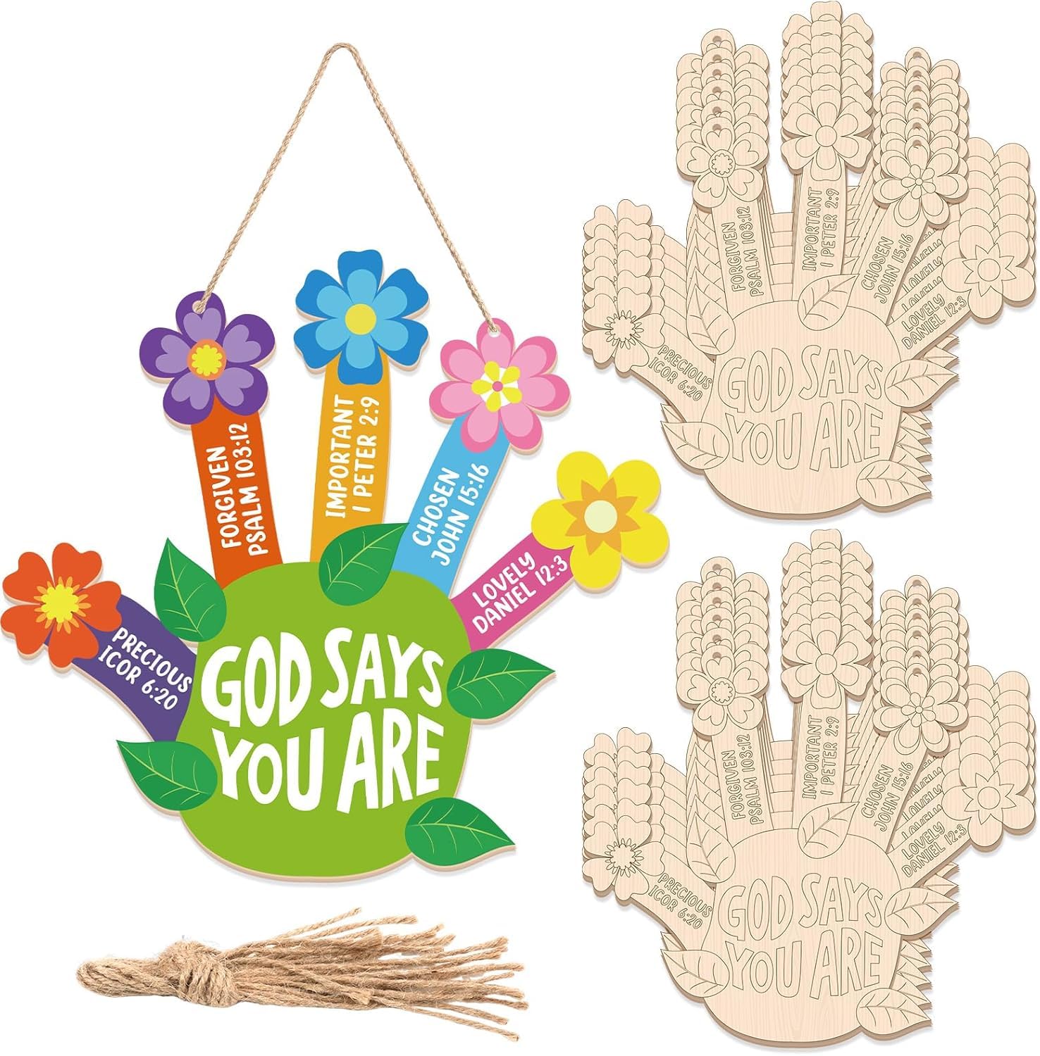 Set of 12 Sunday School Craft Kit “God Says You are” Handprint Flower DIY