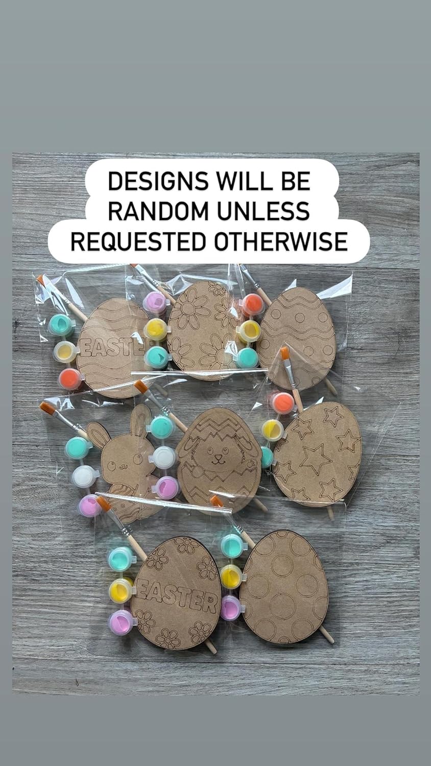 Pack of 8 Wooden Easter Paint Kit | 4 Inch MDF Eggs & Bunny DIY Craft Set