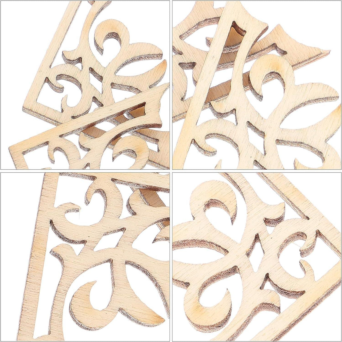 Haoser 20 pcs Unfinished Wood Crafts Carved Corner Onlays Unpainted Applique Furniture Door Decor - Haoser
