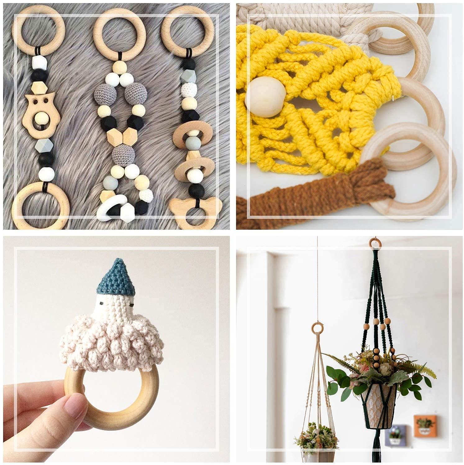 Haoser 10 Pcs 3 Inch DIY Natural Wood Rings for Crafts