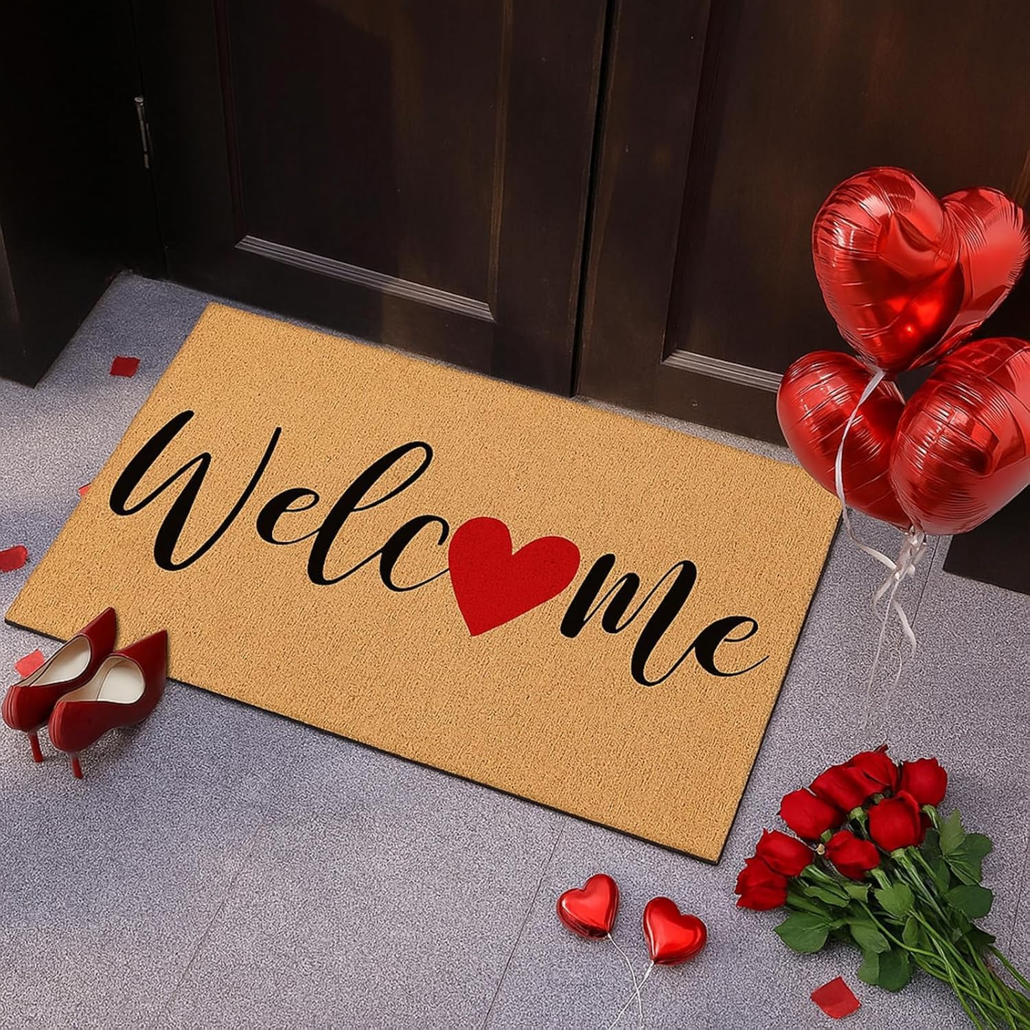 12 Pcs Large Valentine’s Day Stencils for Door Mats – Reusable Welcome Love & Heart Templates