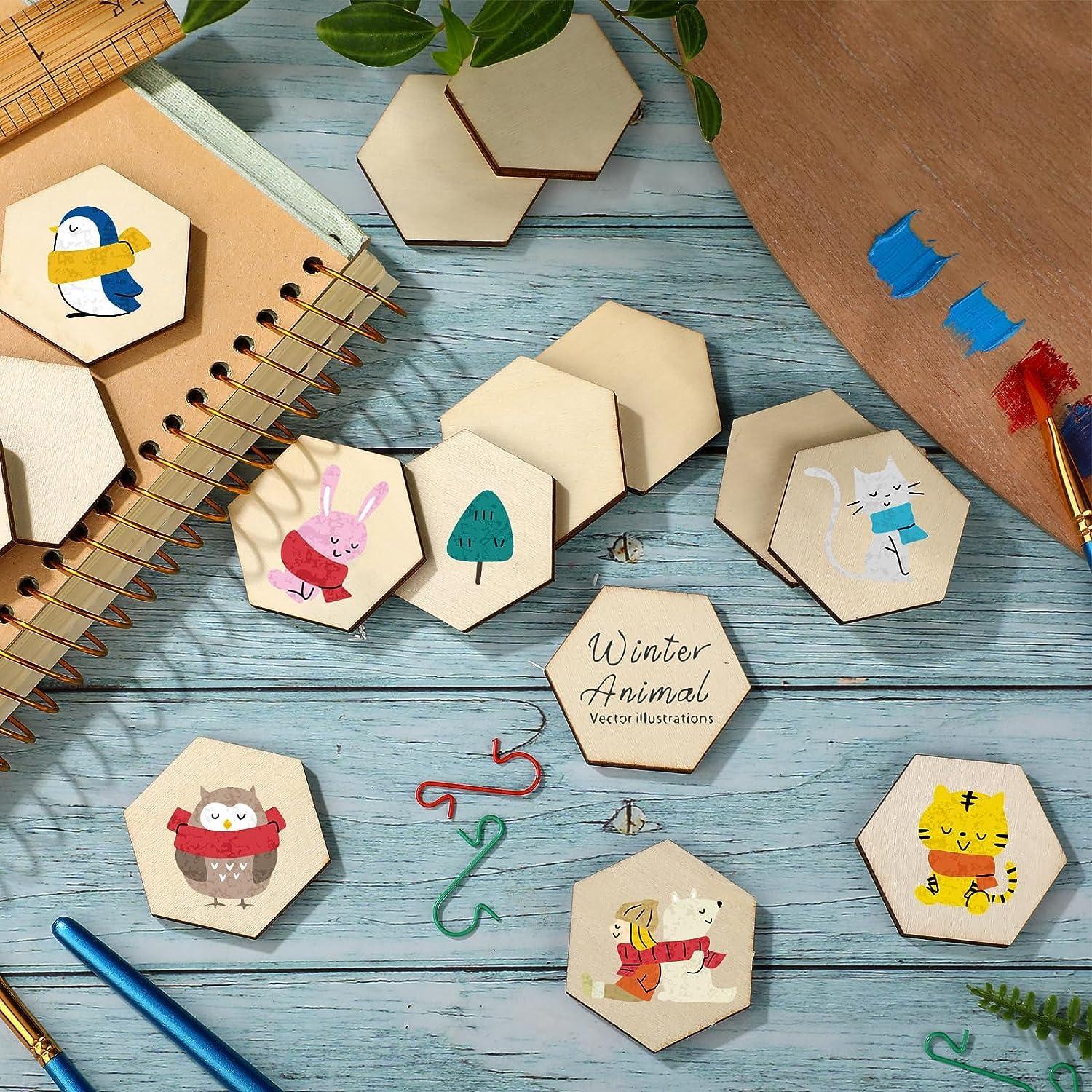 Haoser DIY Coasters - MDF Plain Wooden Coasters in Mixed Shapes - 4 in Cutouts for Painting, Set of 20 Blank Wooden MDF Coaster for Craft Painting (4 Pcs in Each Shape)- Set of 20 - Haoser