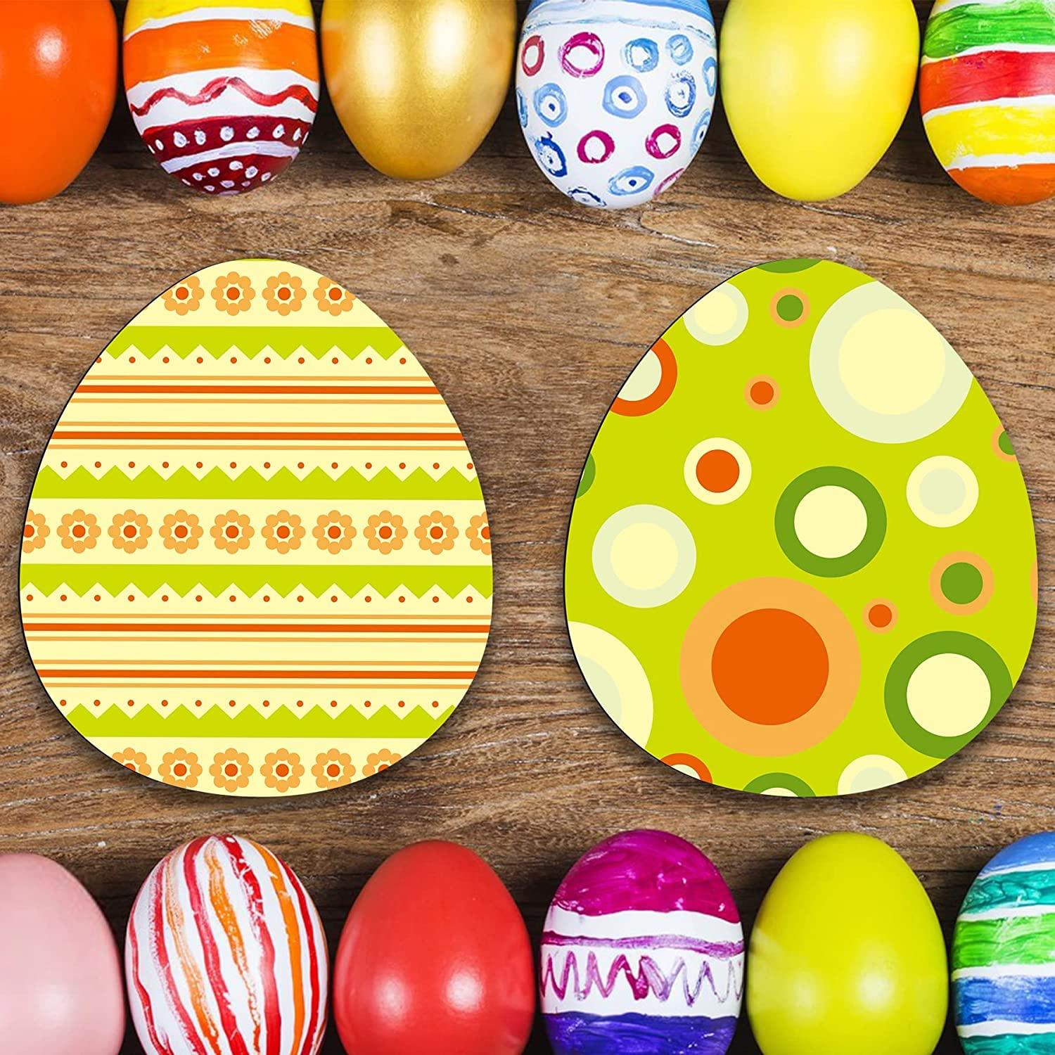 Haoser Pack of 8 Pieces Easter Egg Wooden Slices Unfinished Wooden Cutouts DIY Craft Blank Oval Shape Wood Hanging Ornaments for Painting Home Holiday Party Decor - Haoser