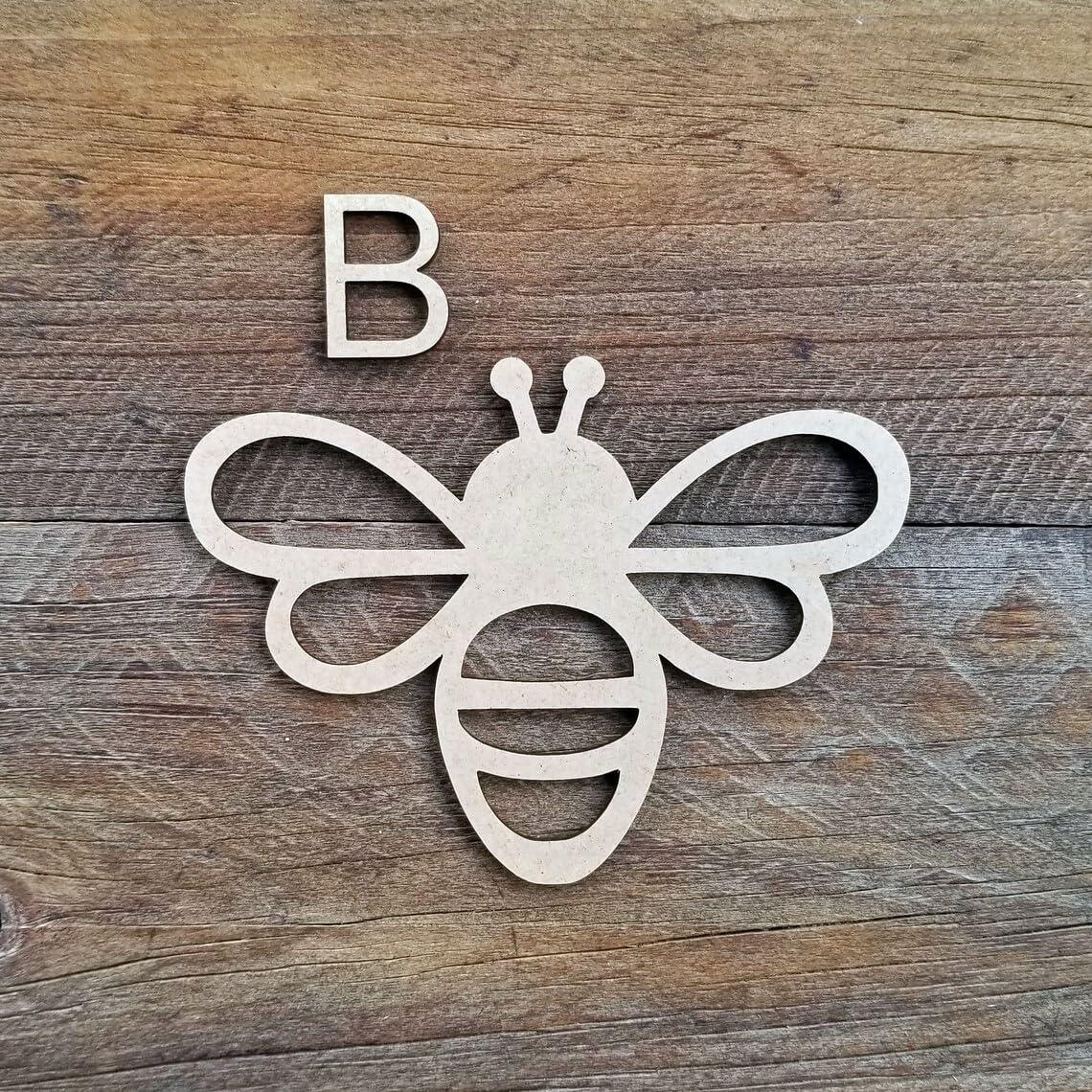 Haoser Pack of 20 Bee Unfinished Blank Wooden Cutouts Craft for Children's Painting DIY Room Decoration Gift Giving Surprise (1.9 Inch) Bee Bumble Bee Theme Cutout Birthday Decoration - Haoser