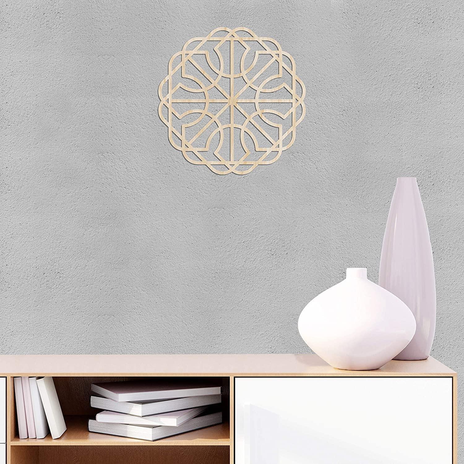 Haoser Mandala Wooden Wall Art, Whirl Look Lattice Abstarct Geometric, Birch Wood Plywood Rustic Wall Art Accent for Hallway Bedroom Living Room Cafes and Offices (Mandala Design-16_30CM) - Haoser