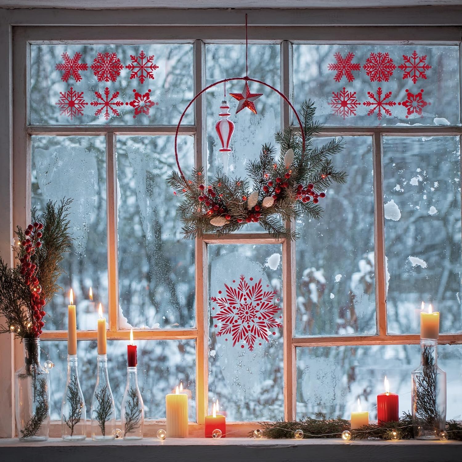 4 Pcs Christmas Snowflake Stencils | Reusable Plastic Winter Snowflake Templates for Crafts