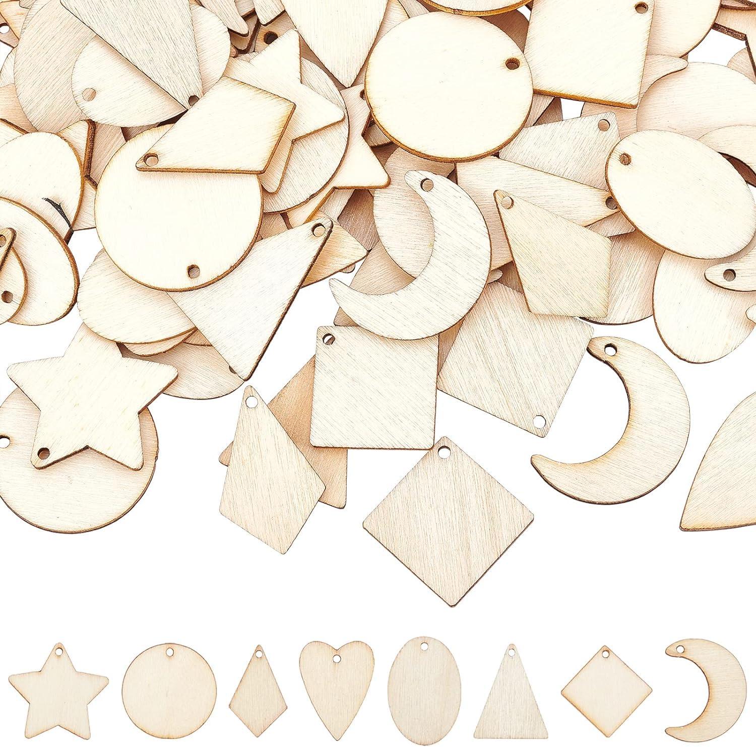 Haoser 8 Styles Wood Blank Earrings Kit-Unfinished Blank Wooden Earrings for Women Jewelry Making and DIY Crafts -Pack of 80 Wood Pendants Mix Shapes for Earring Necklace Jewelry DIY Craft Making - Haoser