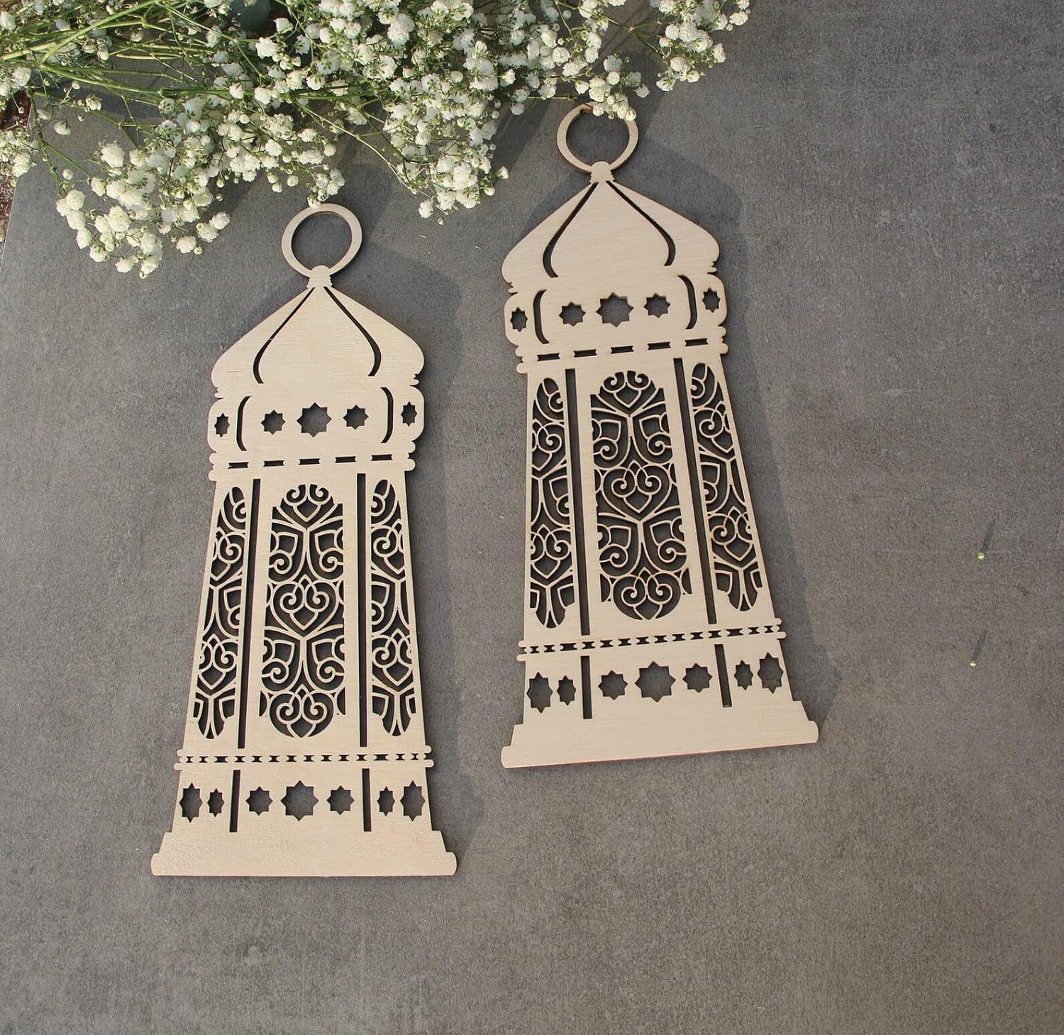 Ramadan Mubarak Wooden Lantern | Islamic Wood Lantern for Home Decor | Ramadan Lamp Wall & Table Decor