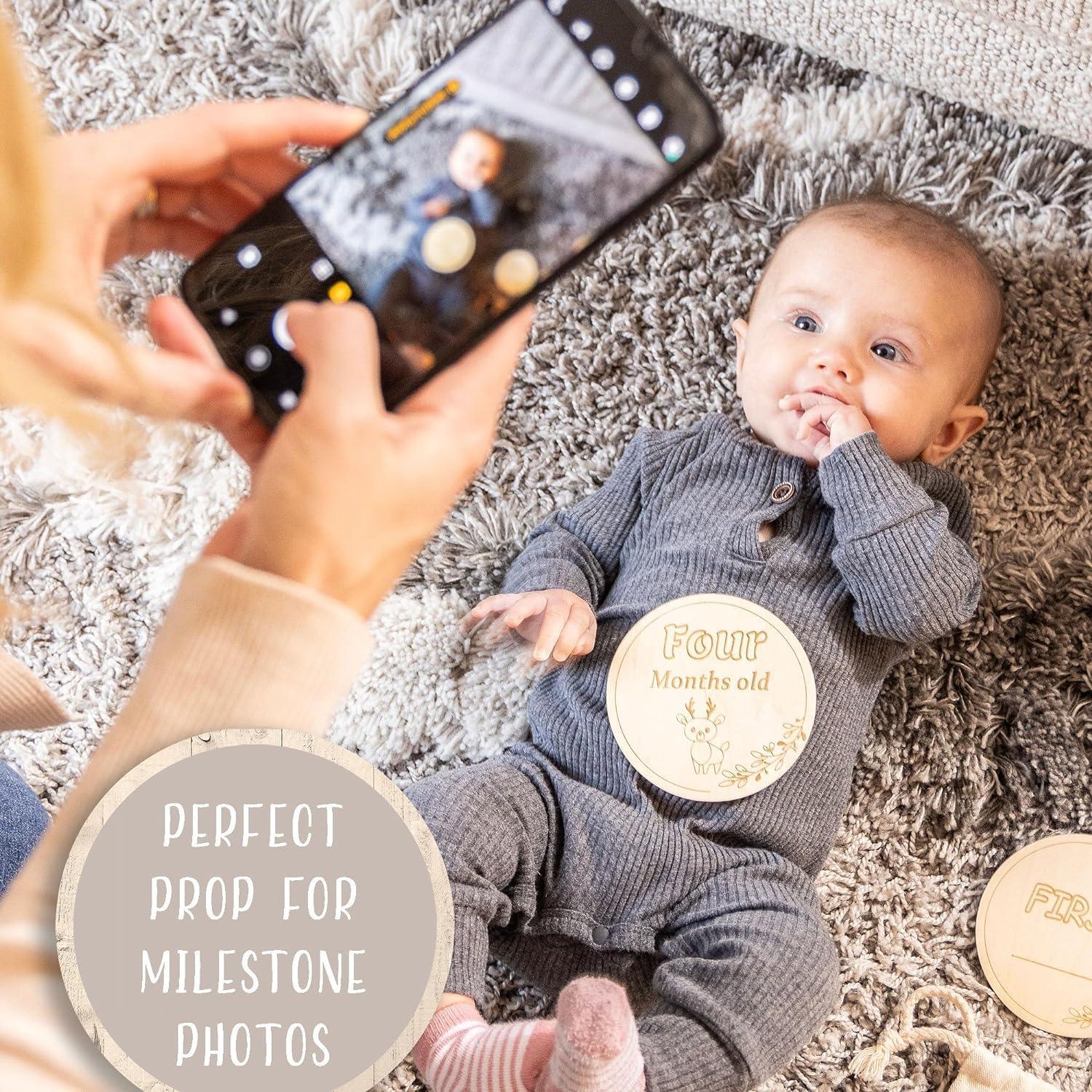 Haoser Baby Milestone Cards, 16 Pc. Newborn Photography Prop Set, Cute Boy and Girl 1st Memory Keepsakes, Milestone Cards |New Baby Gift | Baby Shower Gift/Photoprops Item - Haoser