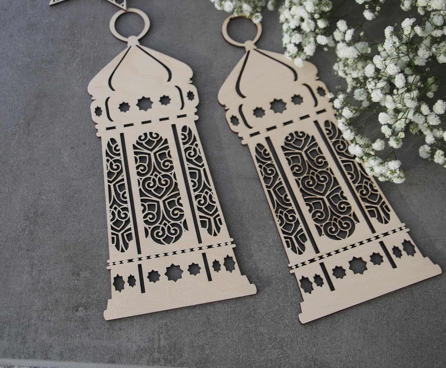 Ramadan Mubarak Wooden Lantern | Islamic Wood Lantern for Home Decor | Ramadan Lamp Wall & Table Decor