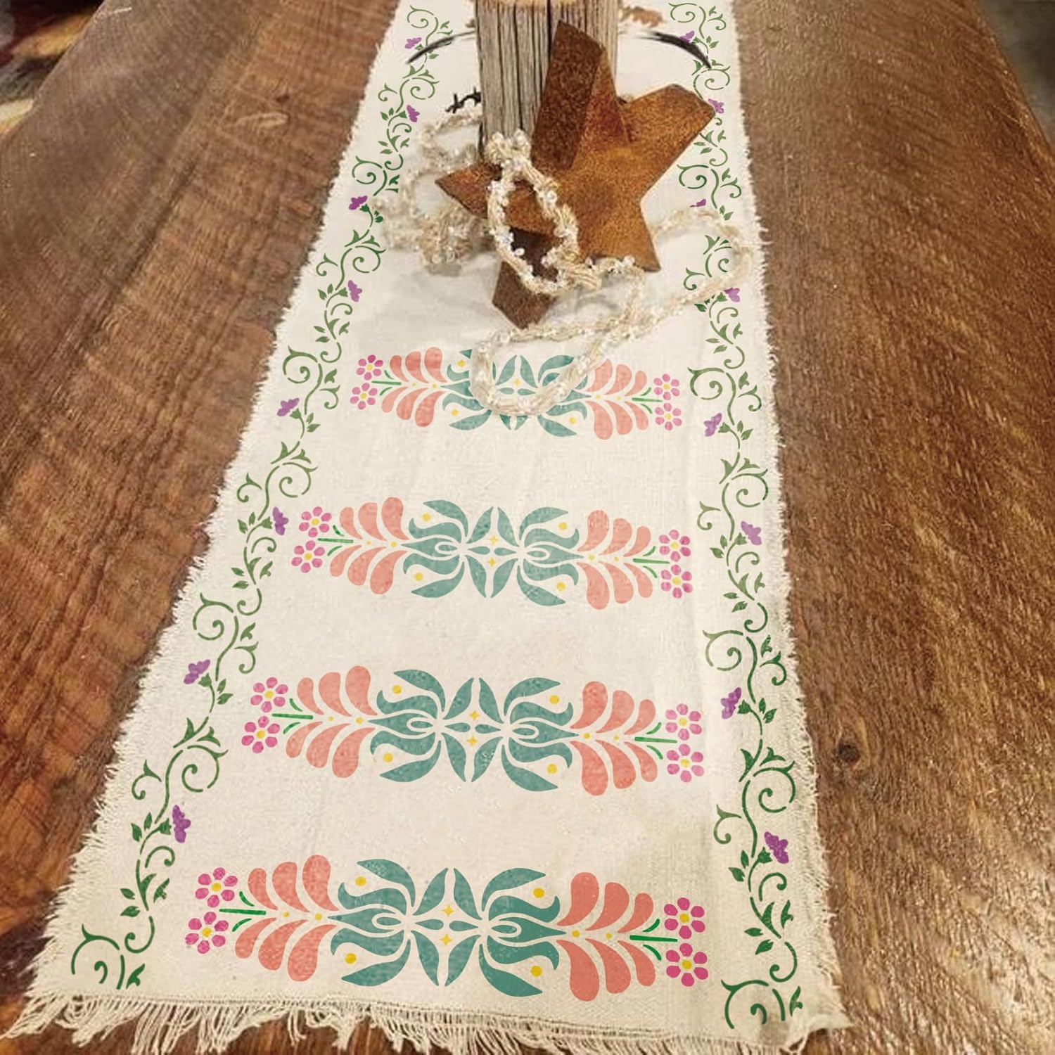 Pack of 13 Border Corner Stencils for Painting – 11.8x3 Inch Reusable Plastic Stencil Set