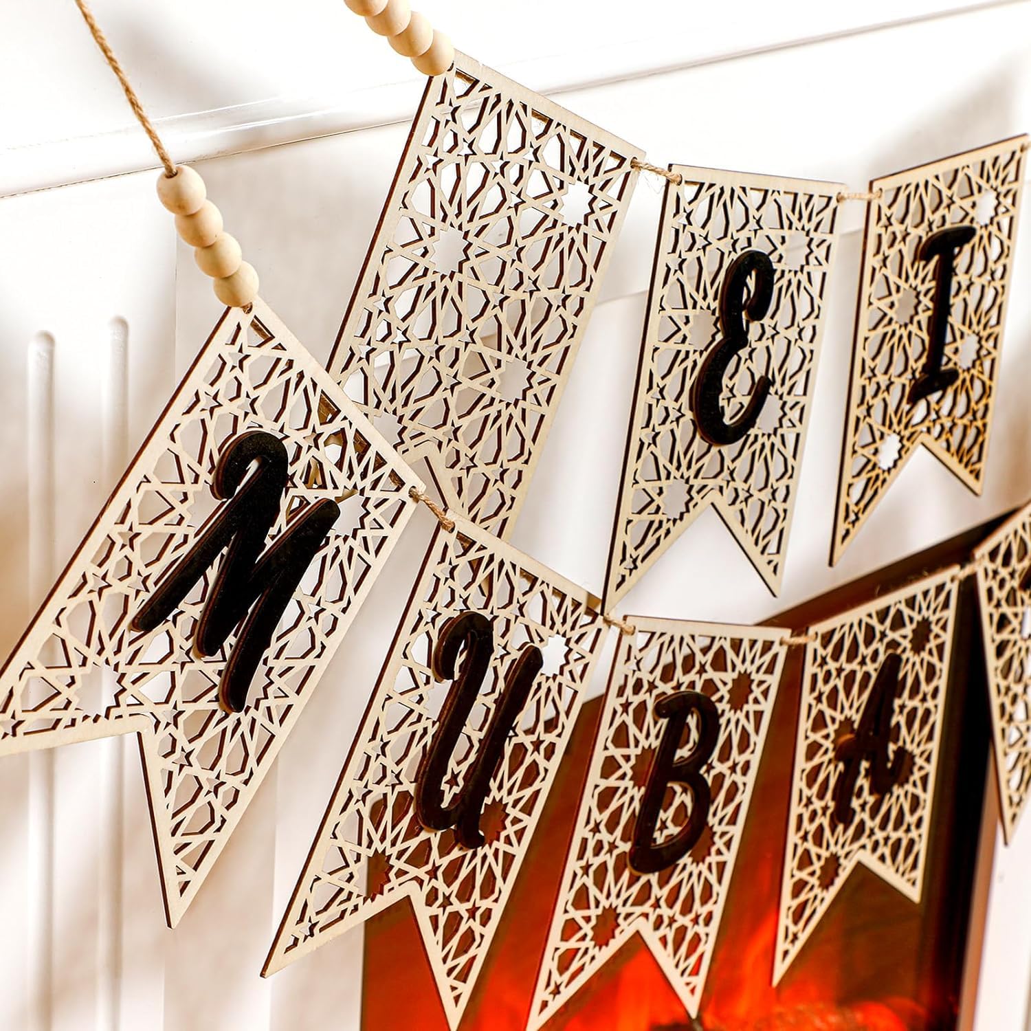 Haoser Ramadan Banner Set Wood Ramadan Decoration